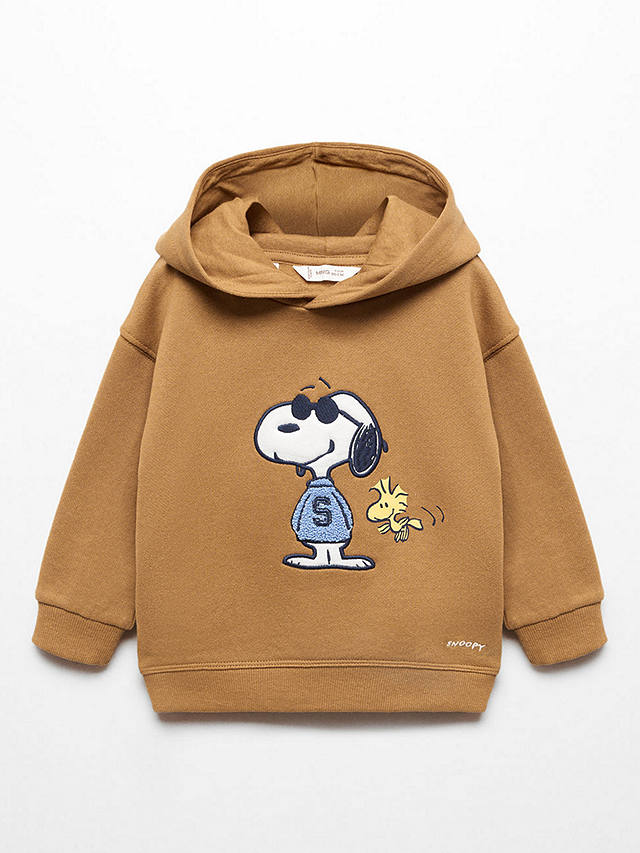 Mango Baby Pyparche Snoopy Textured Hooded Sweatshirt, Dark Yellow