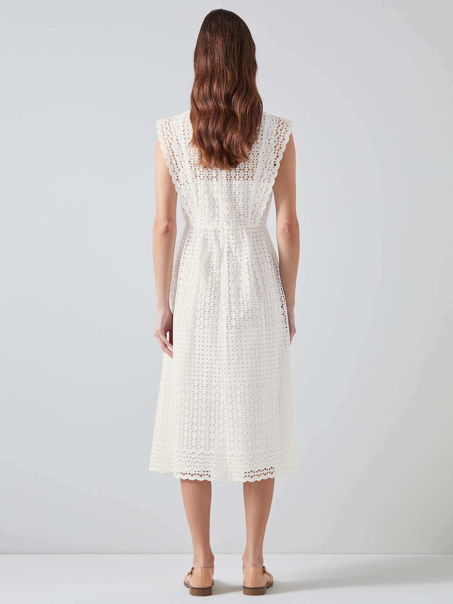 Buy L.K.Bennett Laila Broderie Anglaise Midi Dress, White Online at johnlewis.com