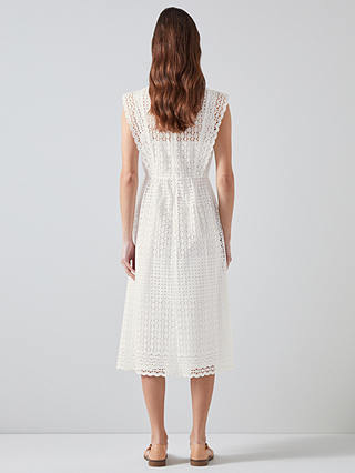 L.K.Bennett Laila Broderie Anglaise Midi Dress, White