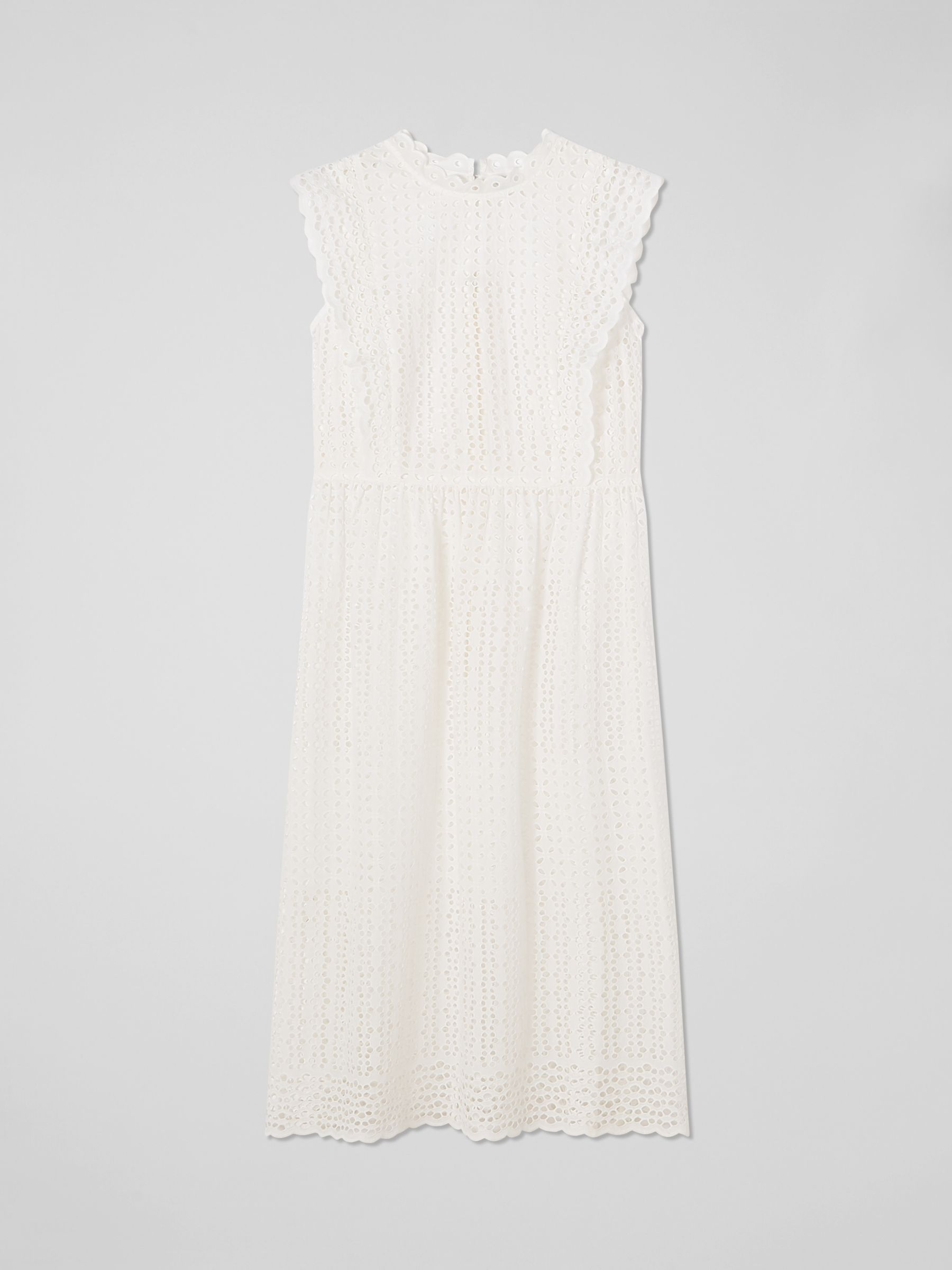L.K.Bennett Laila Broderie Anglaise Midi Dress, White, 20