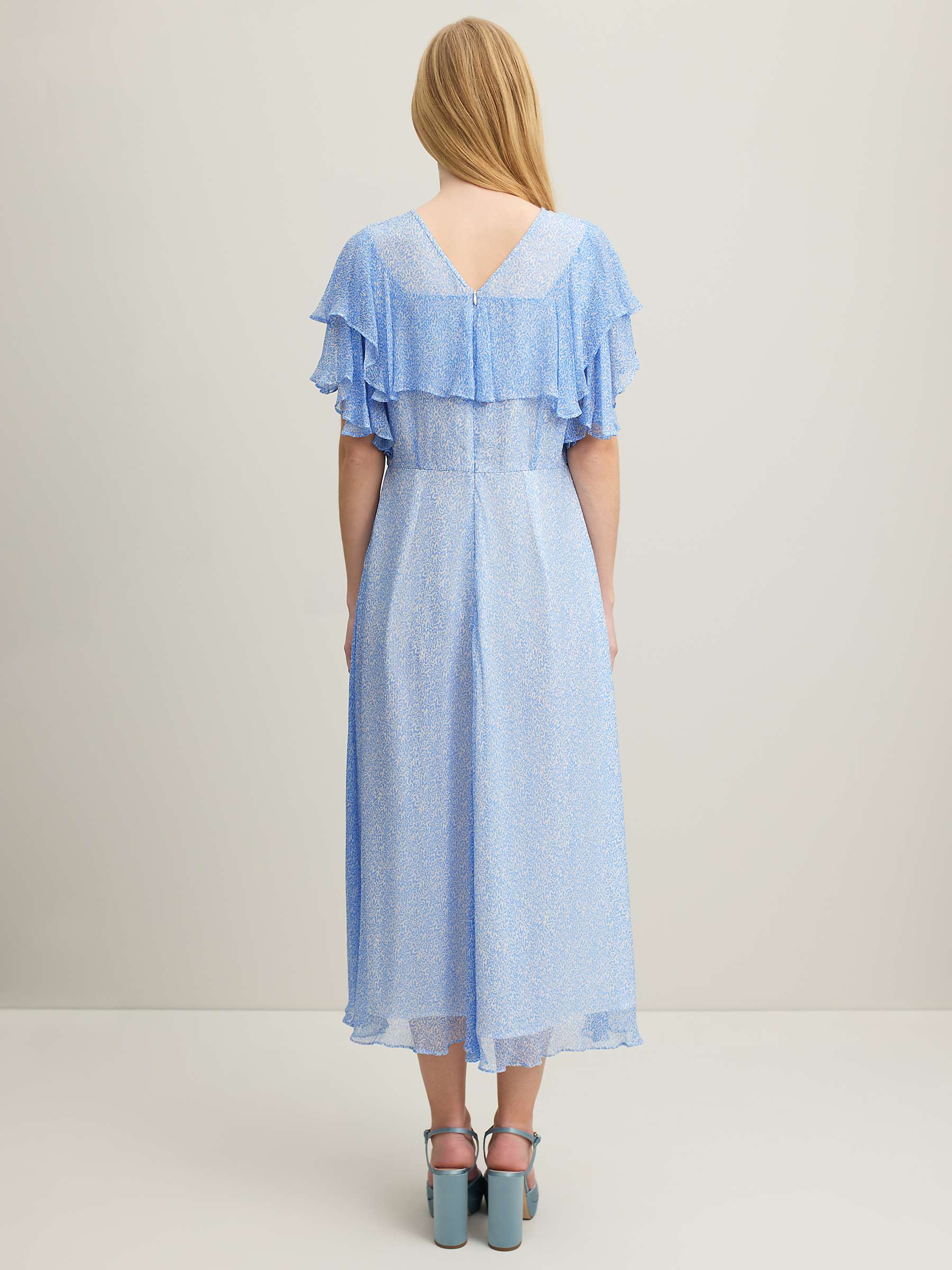 Buy L.K.Bennett Royal Ascot Agnes Wiggle Print Flutter Sleeve Midi Dress, Cornflower Blue/Cream Online at johnlewis.com