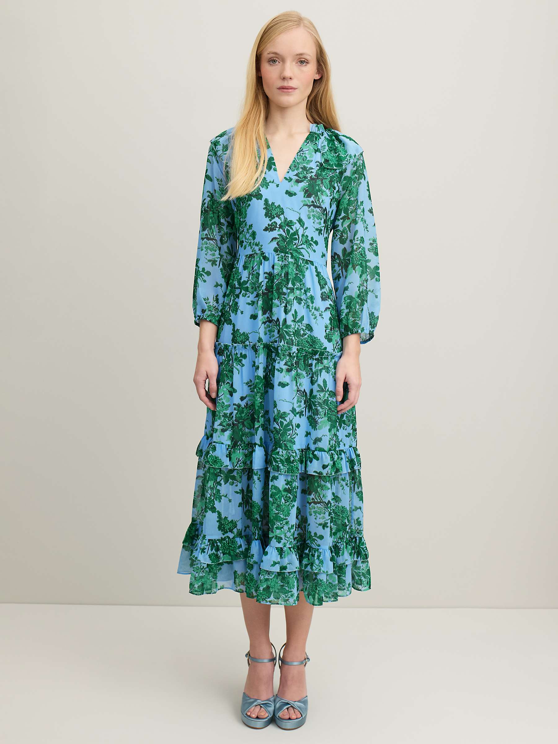 Buy L.K.Bennett Eleanor Midi Floral Dress, Green/Blue Online at johnlewis.com