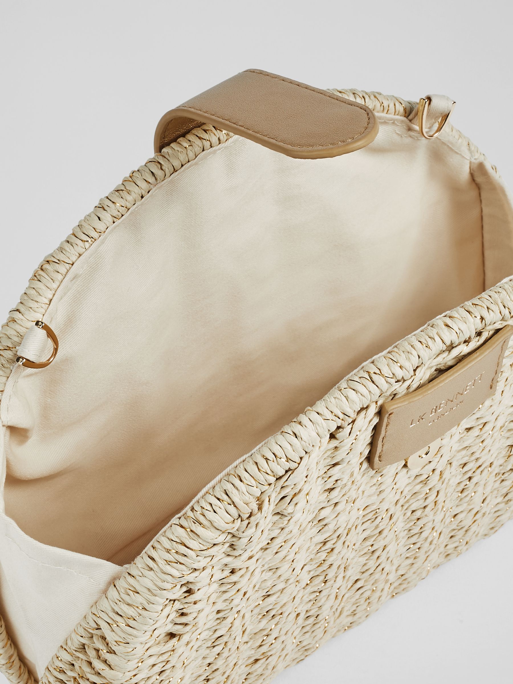 L.K.Bennett Lorena Wicker Shoulder Bag, Natural/Gold