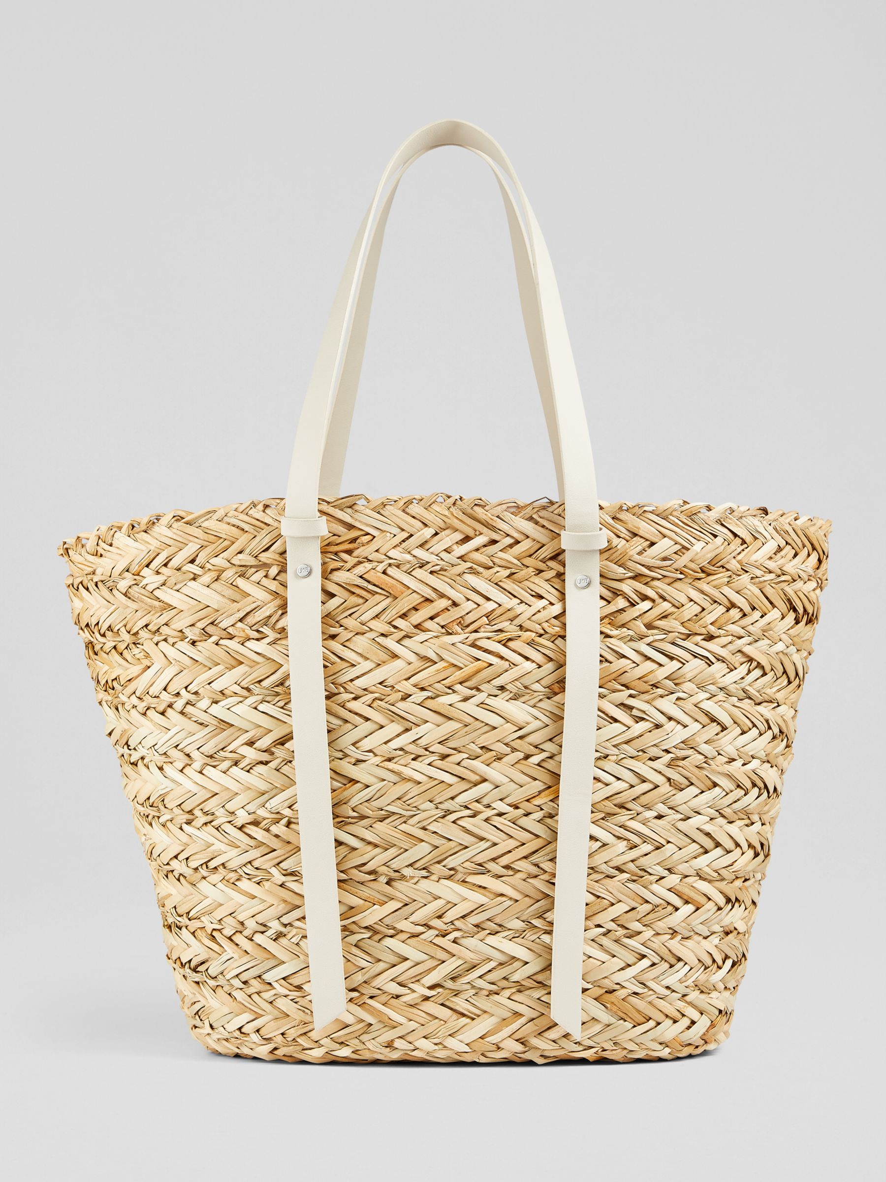 L.K.Bennett Viola Straw Tote Bag, White/Natural, One Size