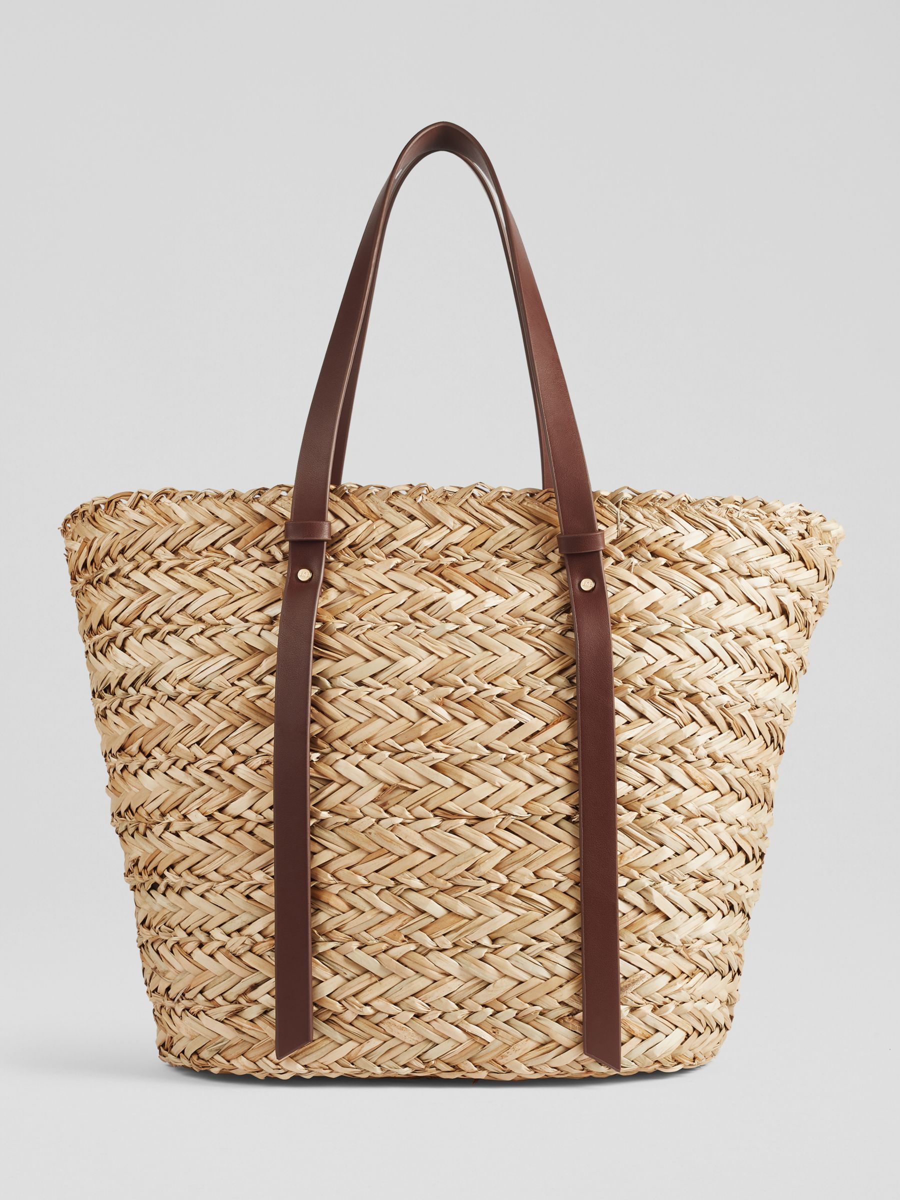 L.K.Bennett Viola Straw Tote Bag, Brown/Natural, One Size