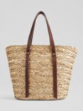 L.K.Bennett Viola Straw Tote Bag, Brown/Natural