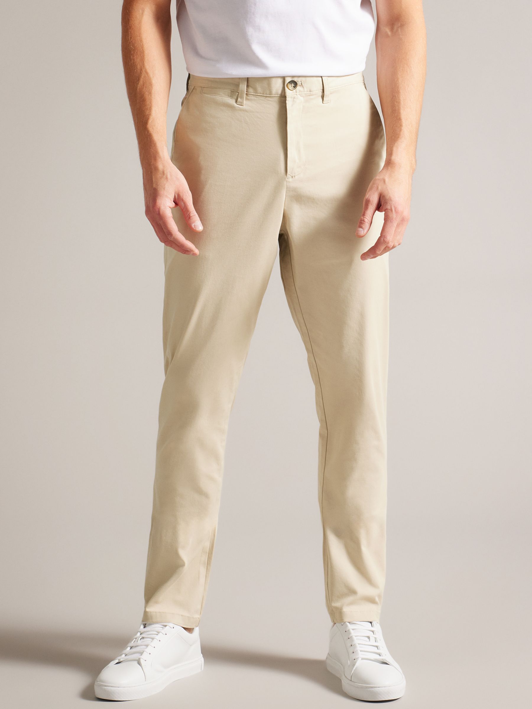 Buy Ted Baker Haybrn Regular Fit Textured Chino Trousers, Light Grey Online at johnlewis.com