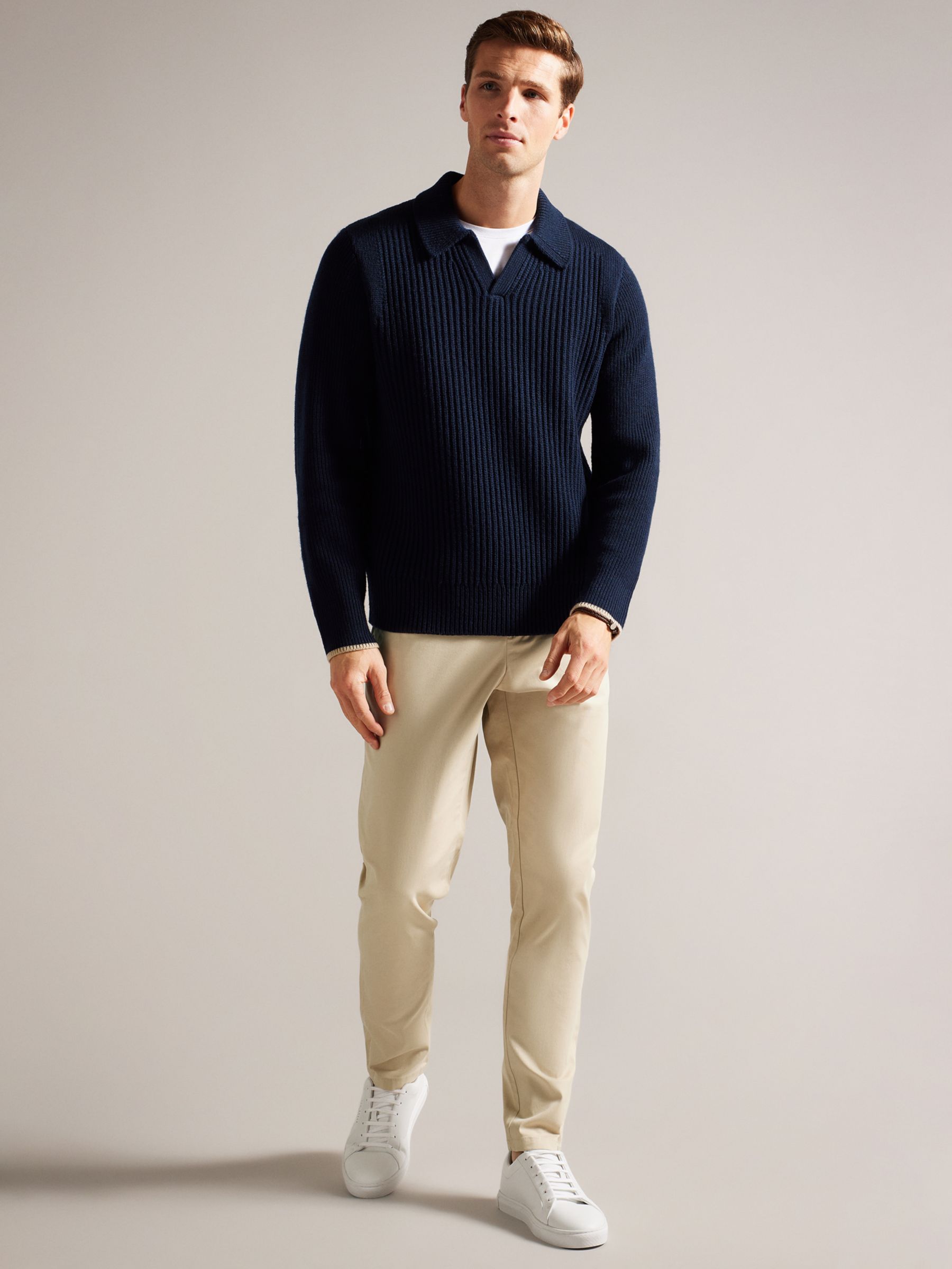 Buy Ted Baker Haybrn Regular Fit Textured Chino Trousers, Light Grey Online at johnlewis.com