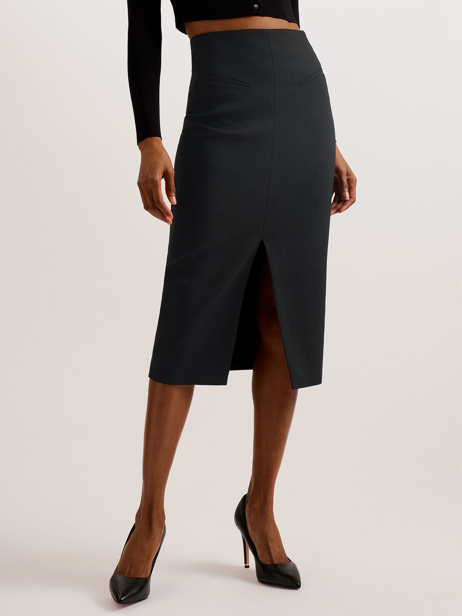 Buy Ted Baker Manabus Tailored Front Split Skirt, Black Online at johnlewis.com