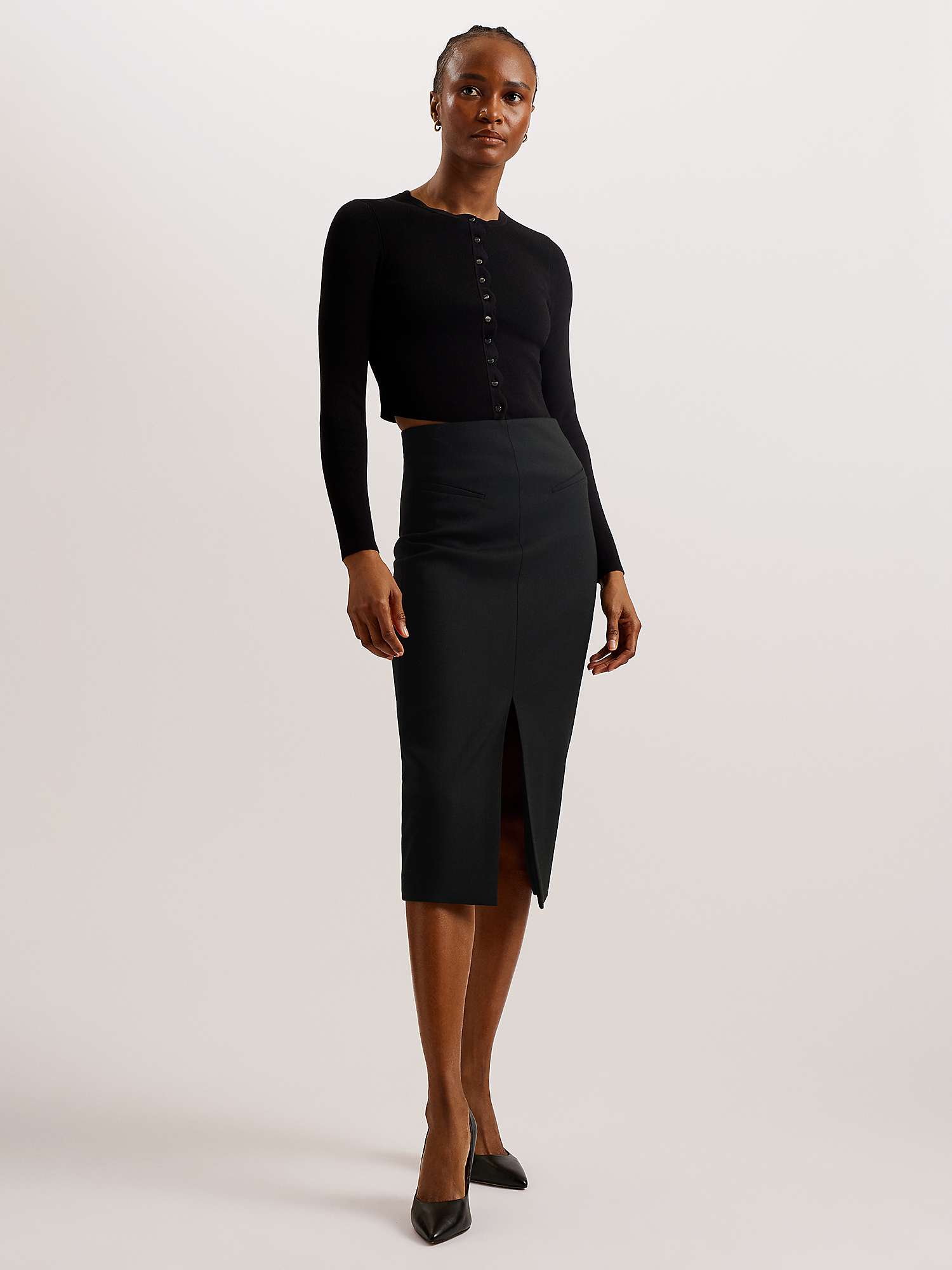 Buy Ted Baker Manabus Tailored Front Split Skirt, Black Online at johnlewis.com