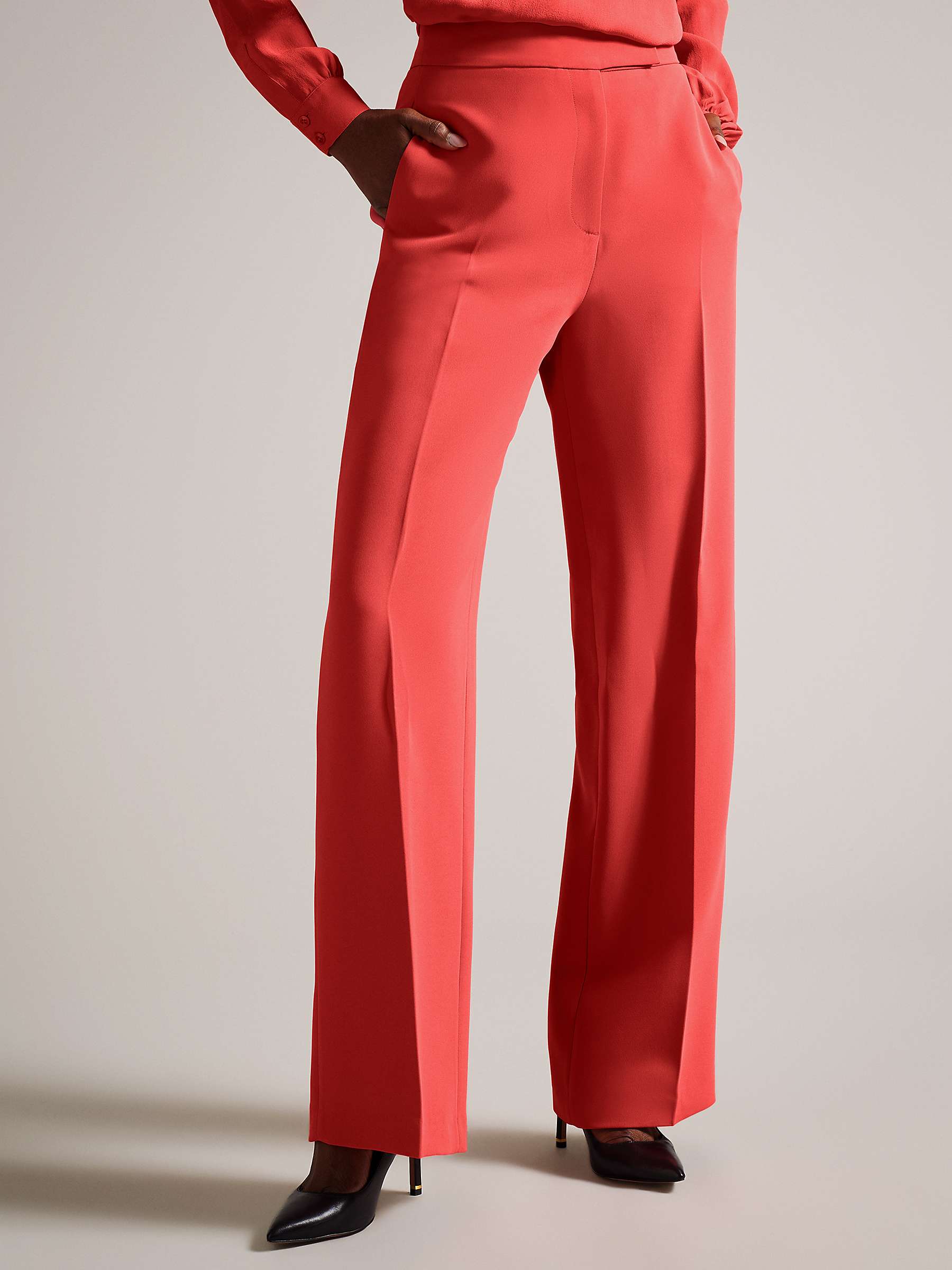 Buy Ted Baker Sayakat Wide Leg Trousers, Coral Online at johnlewis.com