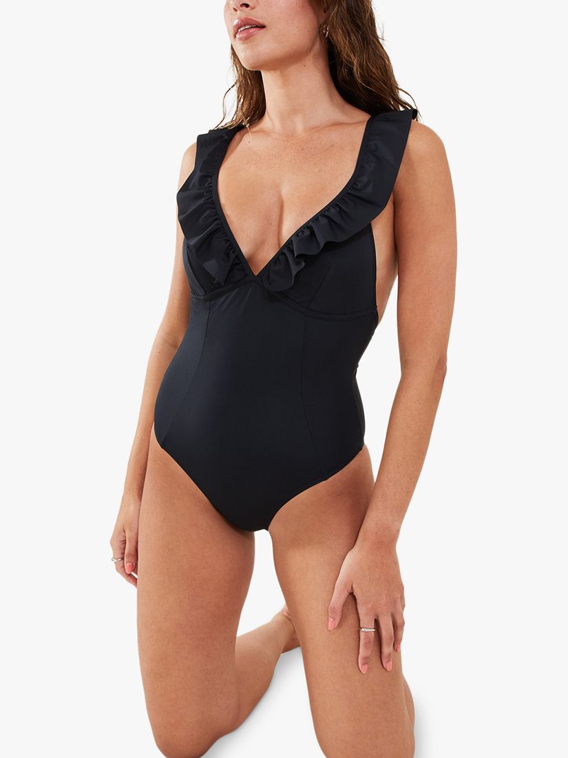 Accessorize Ruffle Detail Shaping Swimsuit, Black, 8