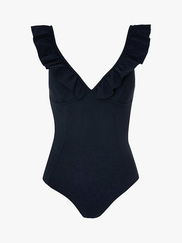 Accessorize Ruffle Detail Shaping Swimsuit, Black
