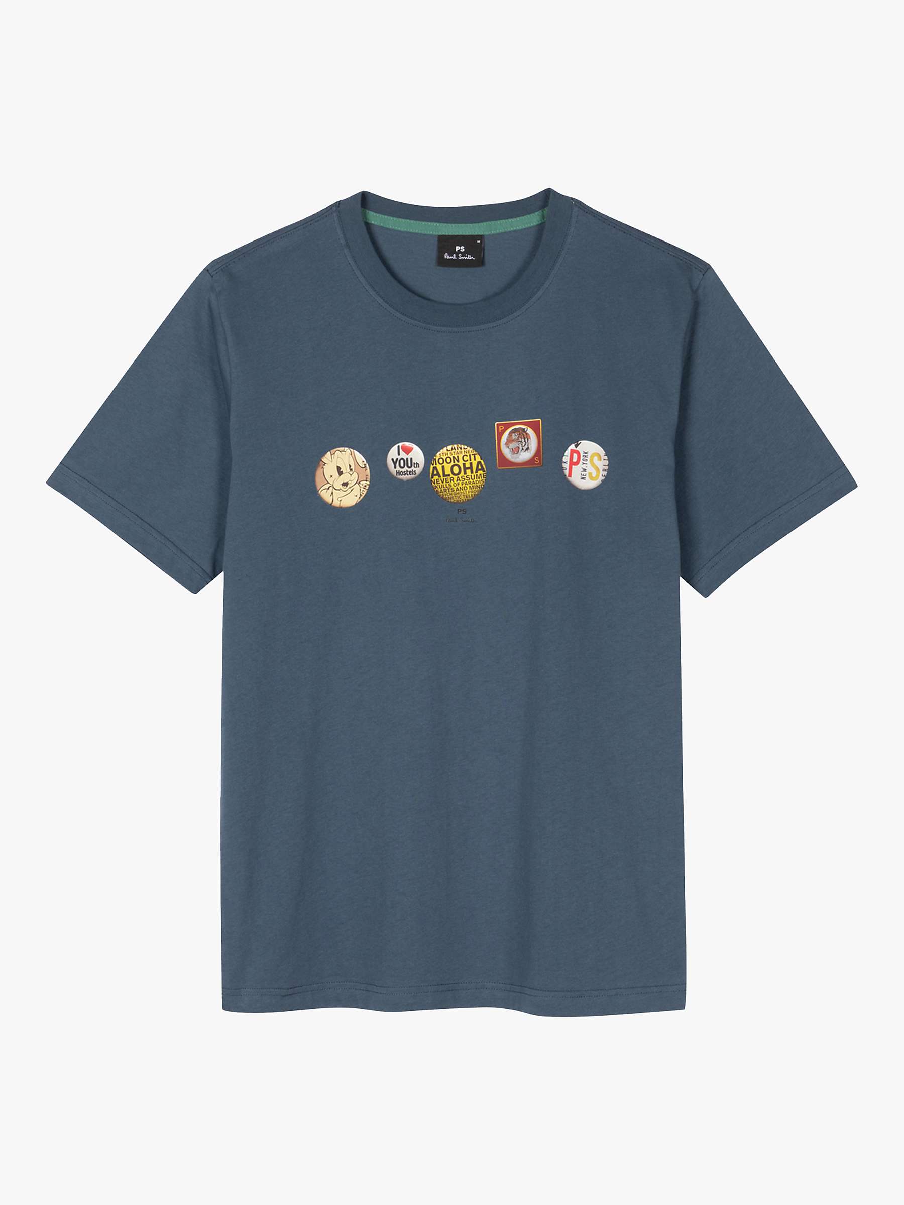 Buy PS Paul Smith Regular Fit Badges T-Shirt, Blue Online at johnlewis.com