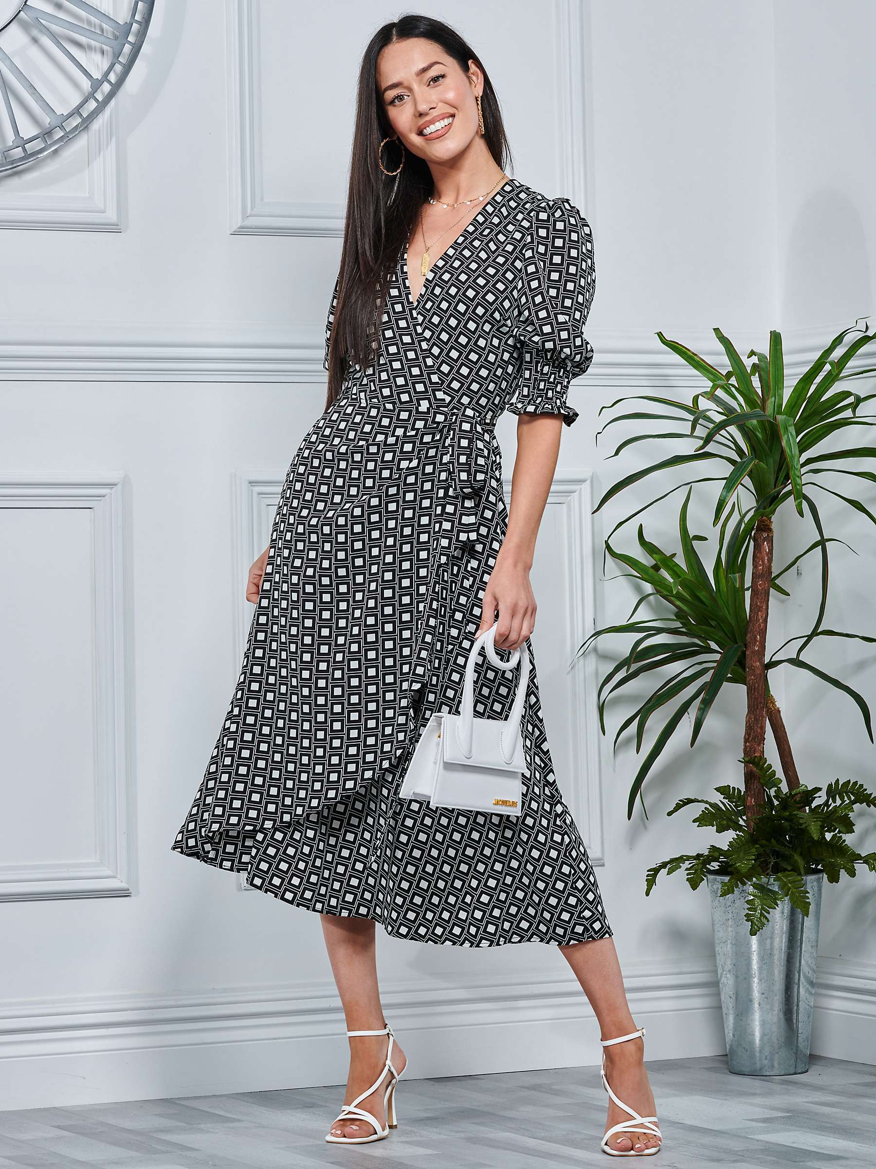 Buy Jolie Moi Peyton Wrap Midi Dress, Black/White Online at johnlewis.com
