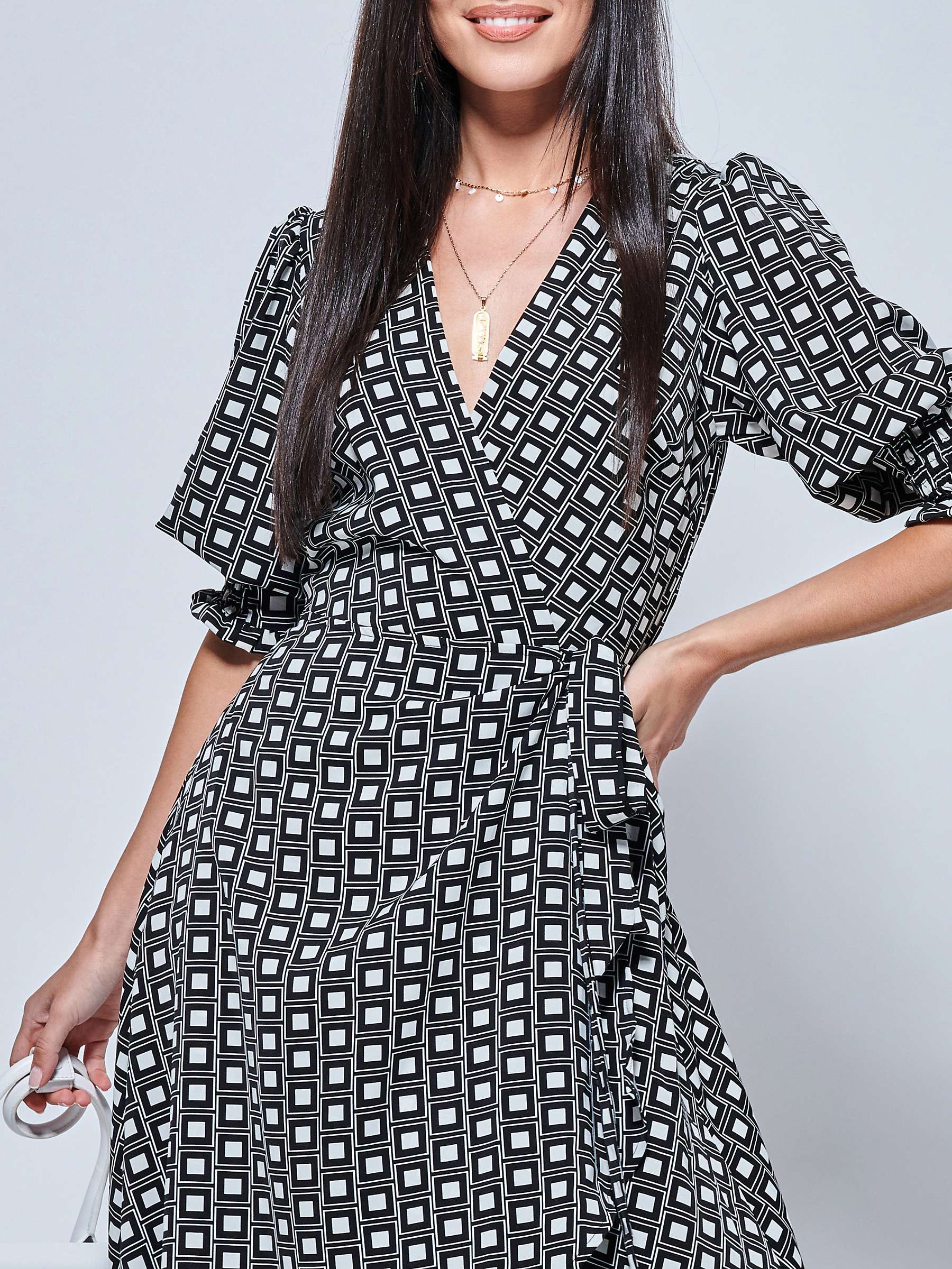 Buy Jolie Moi Peyton Wrap Midi Dress, Black/White Online at johnlewis.com