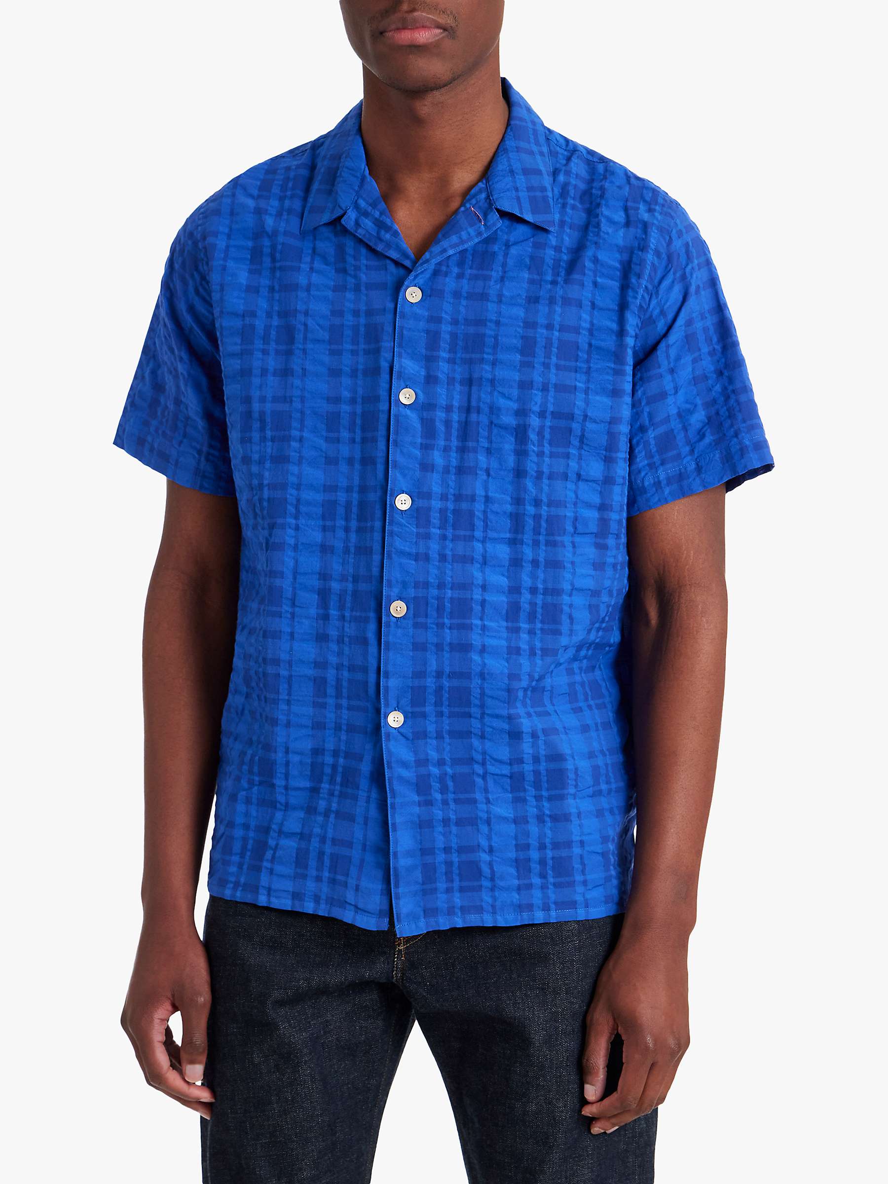 Buy PS Paul Smith Cotton Short Sleeve Check Shirt, Blues Online at johnlewis.com