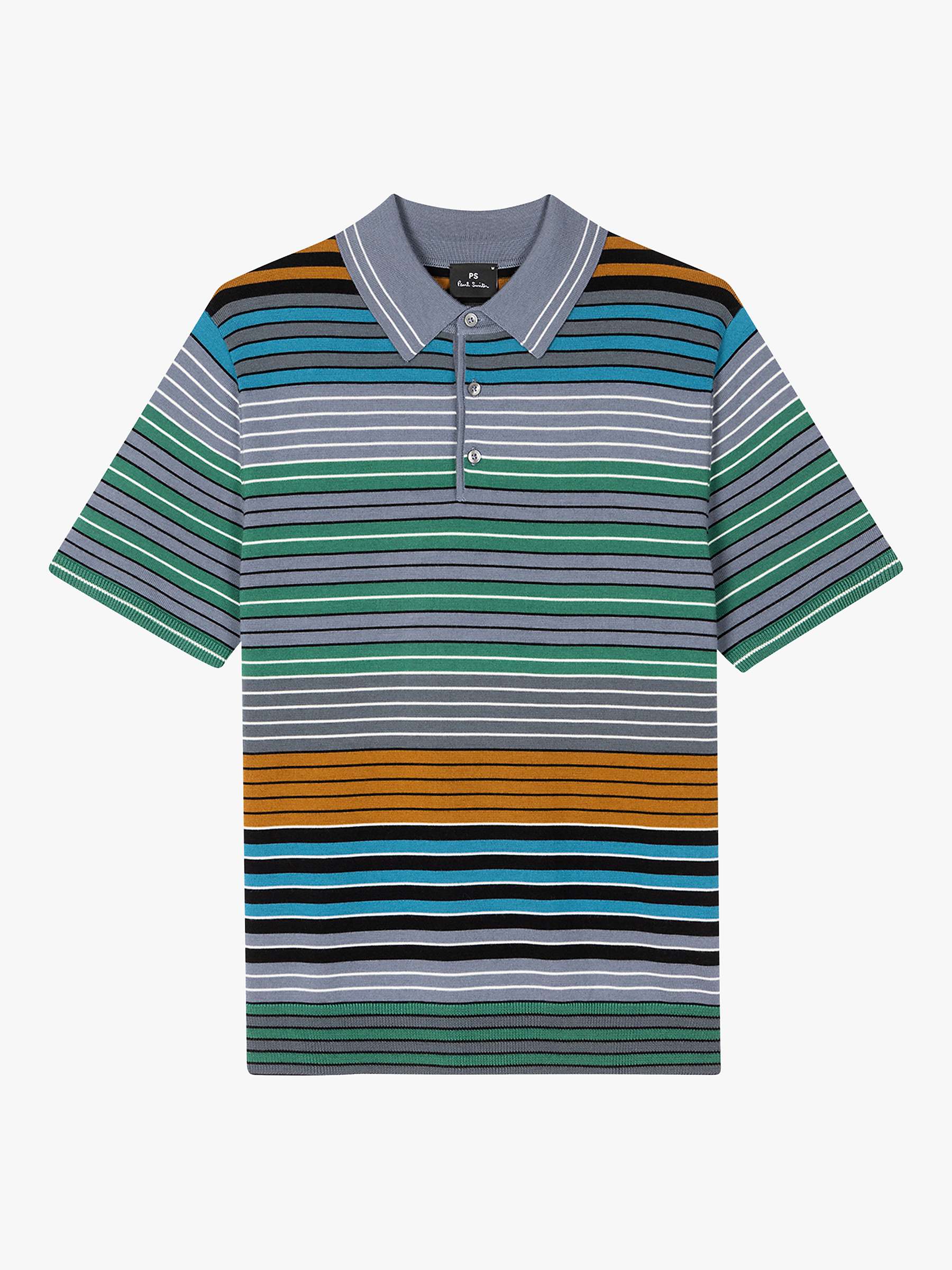 Buy PS Paul Smith Short Sleeve All-Over Stripe Polo Shirt, Grey/Multi Online at johnlewis.com