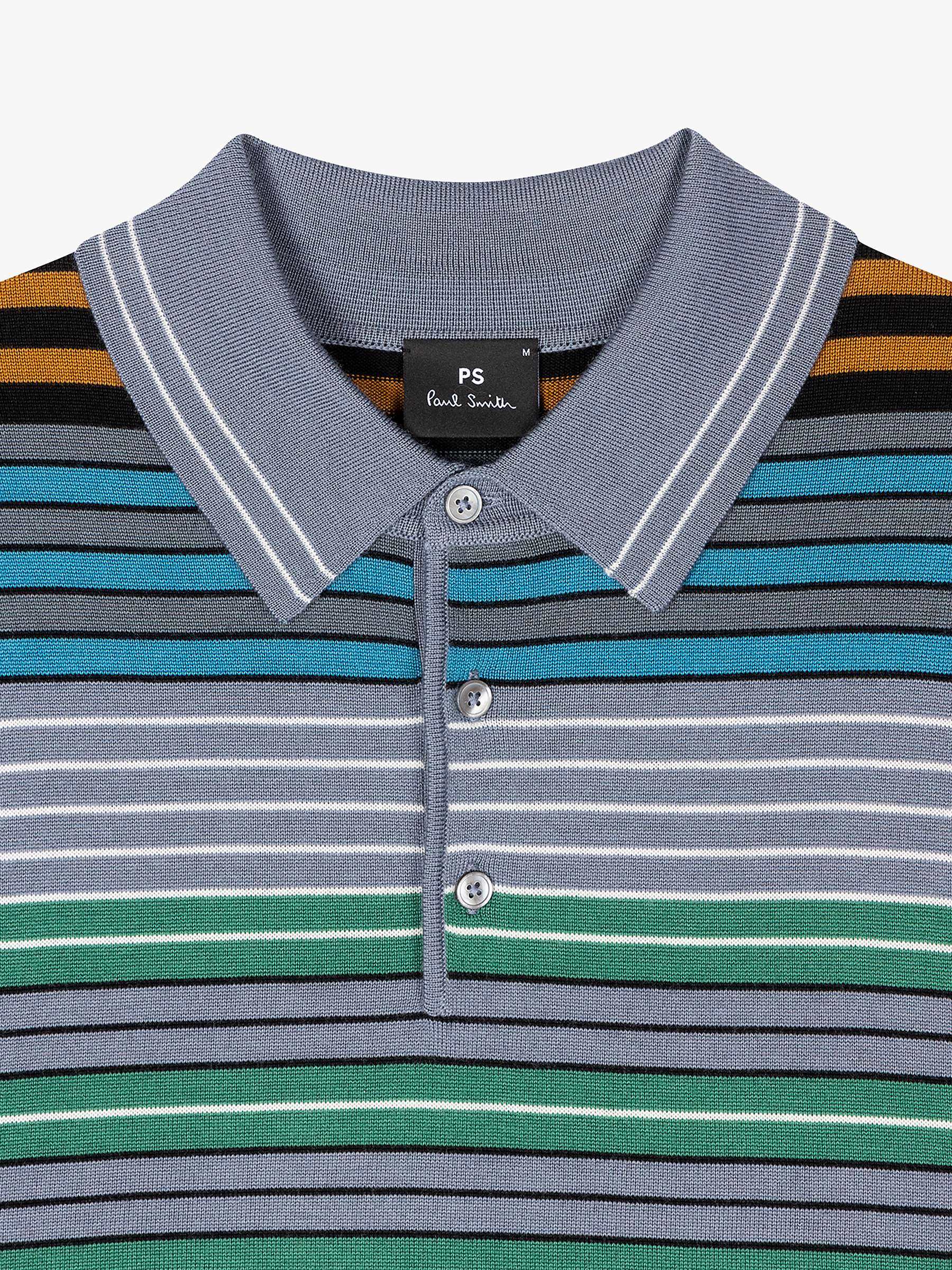 Buy PS Paul Smith Short Sleeve All-Over Stripe Polo Shirt, Grey/Multi Online at johnlewis.com