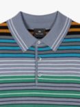 PS Paul Smith Short Sleeve All-Over Stripe Polo Shirt, Grey/Multi