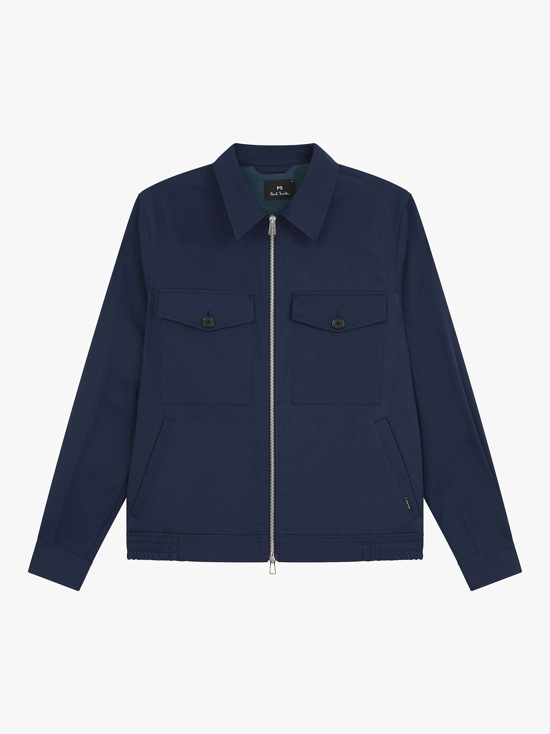Buy PS Paul Smith Linen Blend Blouson Jacket, Blue Online at johnlewis.com