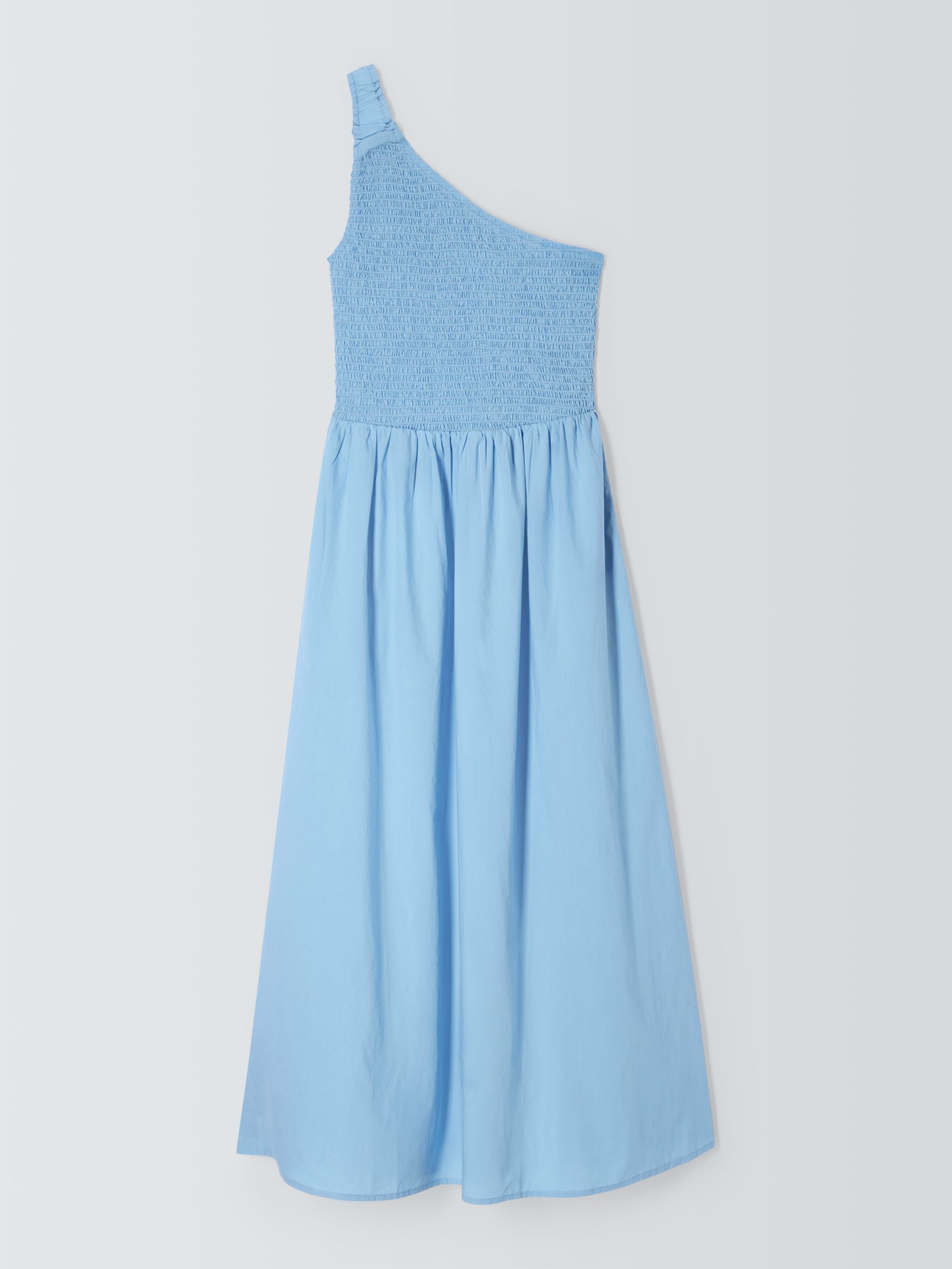 John Lewis ANYDAY Shirred Bodice Asymmetric Dress, Blue, 6