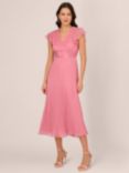 Adrianna Papell Midi Crinkle Mesh Dress, Faded Rose, Faded Rose