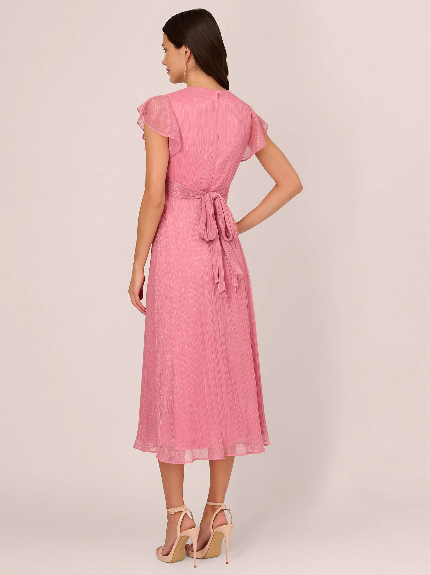 Buy Adrianna Papell Midi Crinkle Mesh Dress, Faded Rose Online at johnlewis.com