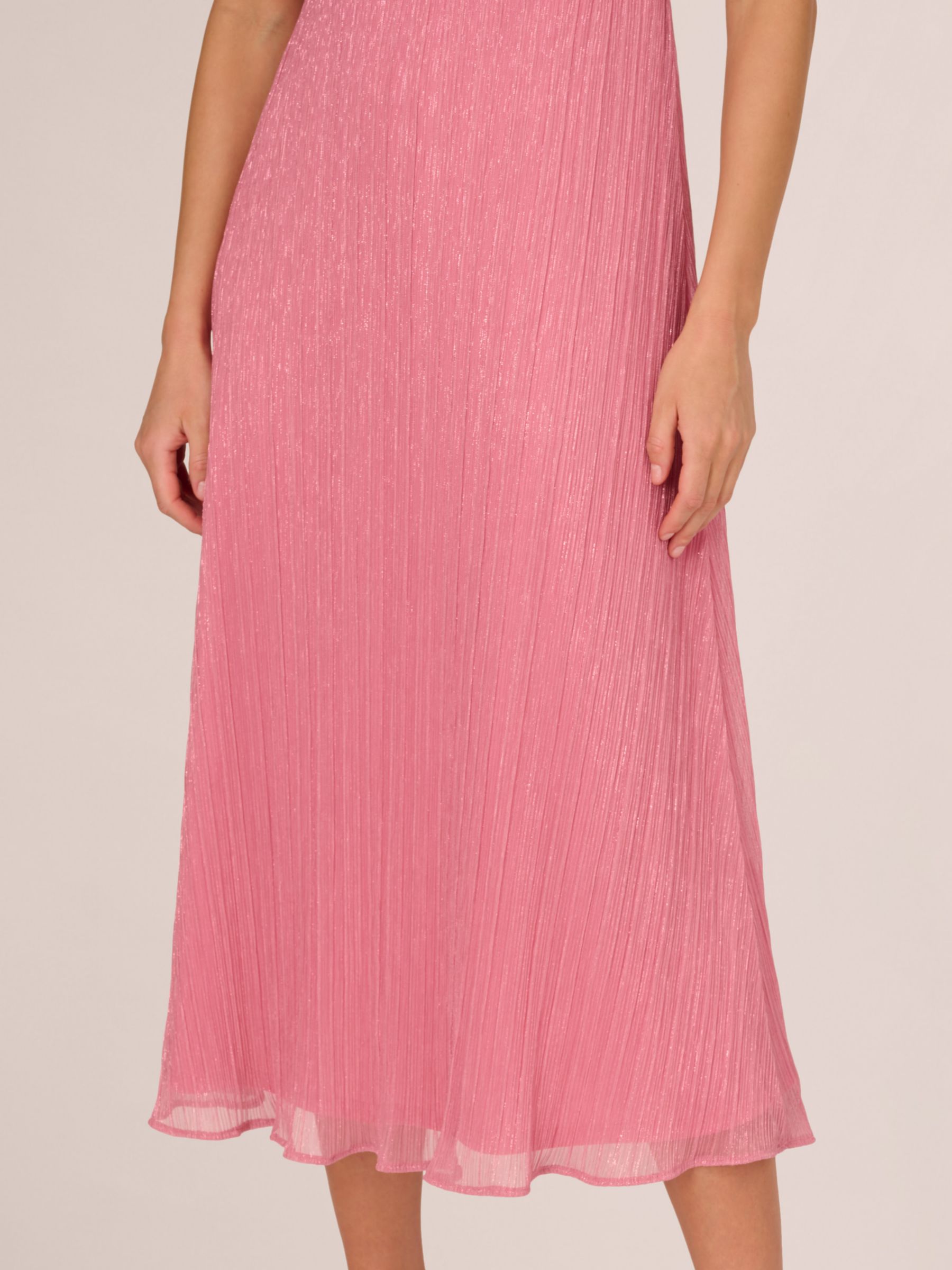 Adrianna Papell Midi Crinkle Mesh Dress Faded Rose at John Lewis