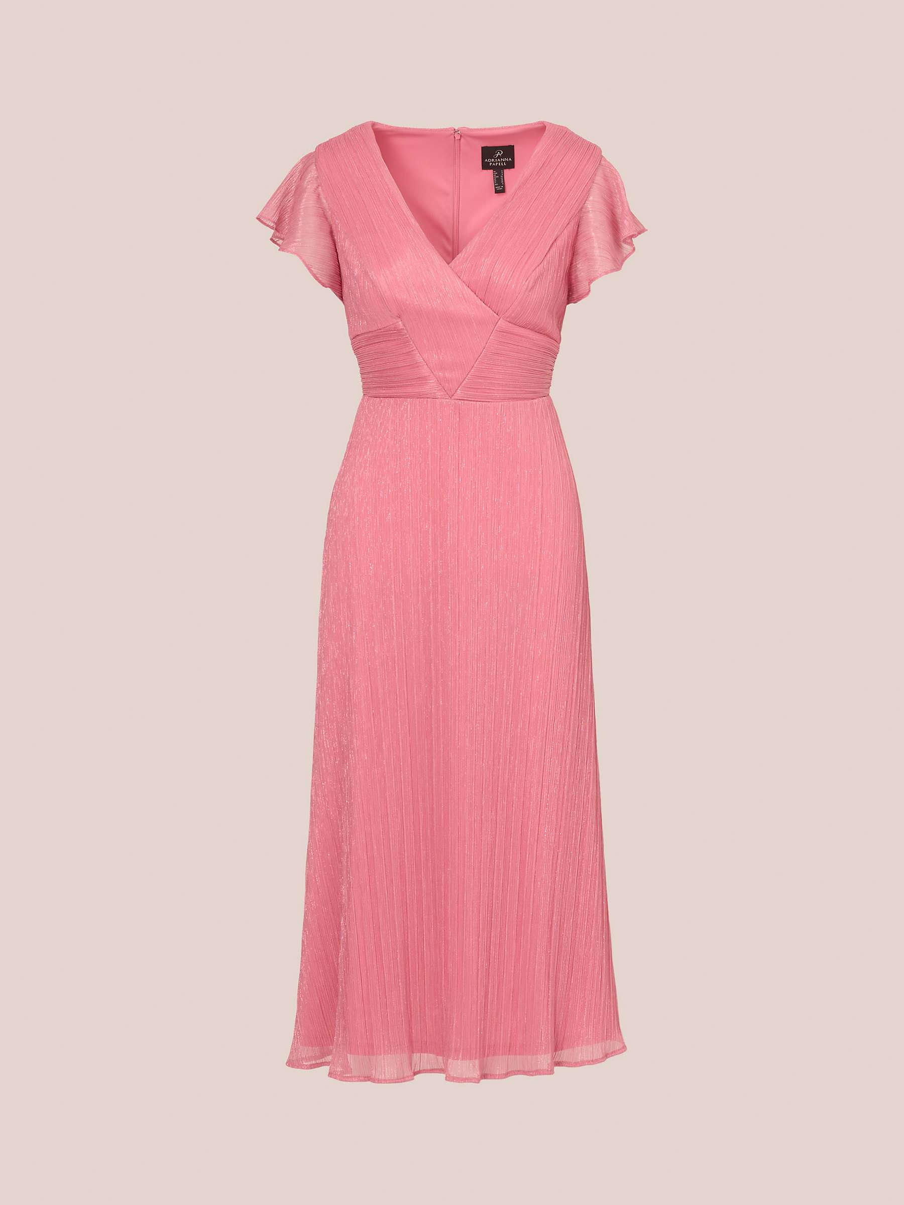 Buy Adrianna Papell Midi Crinkle Mesh Dress, Faded Rose Online at johnlewis.com