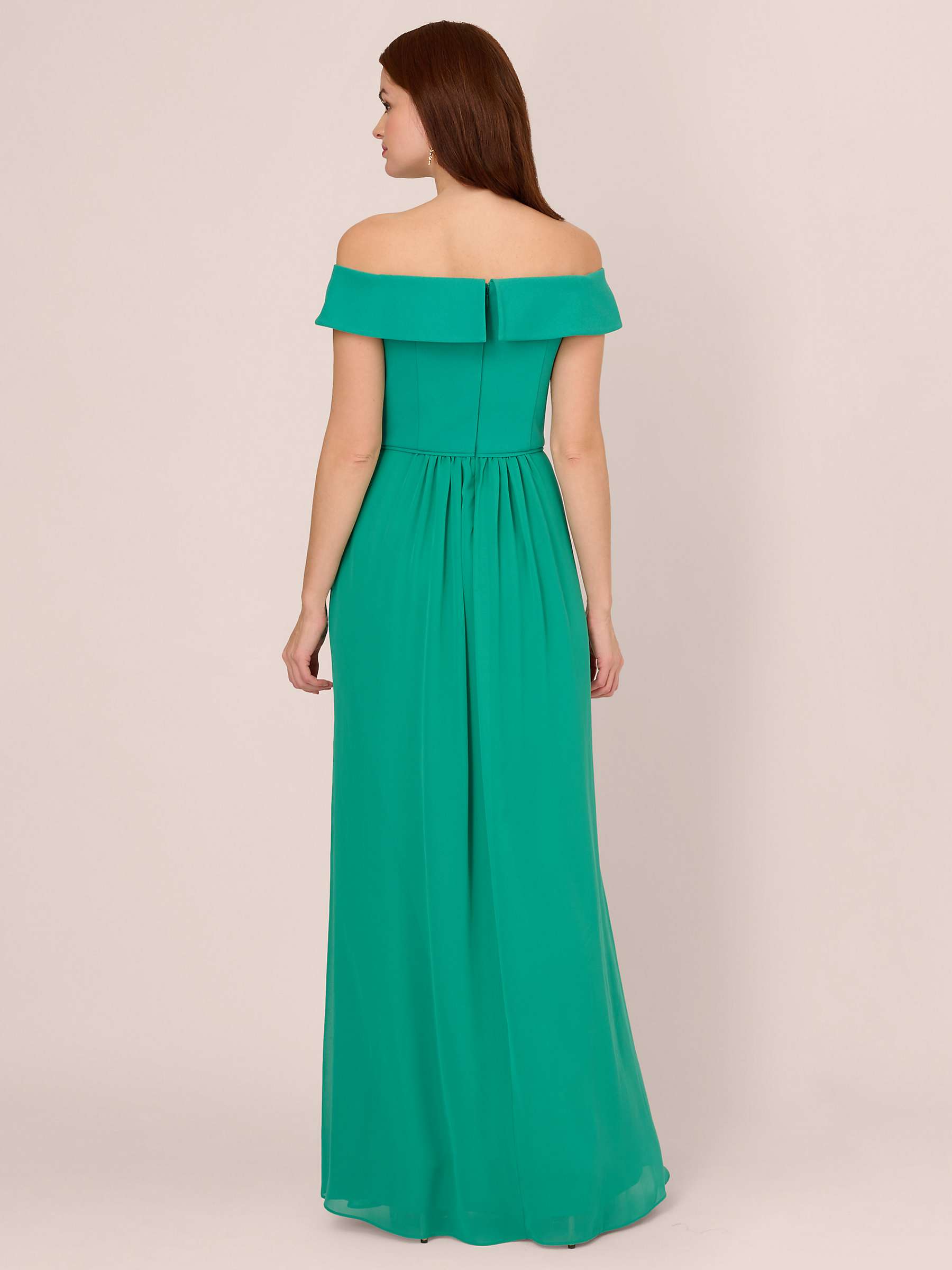 Buy Adrianna Papell Off Shoulder Crepe Chiffon Maxi Dress, Botanic Green Online at johnlewis.com