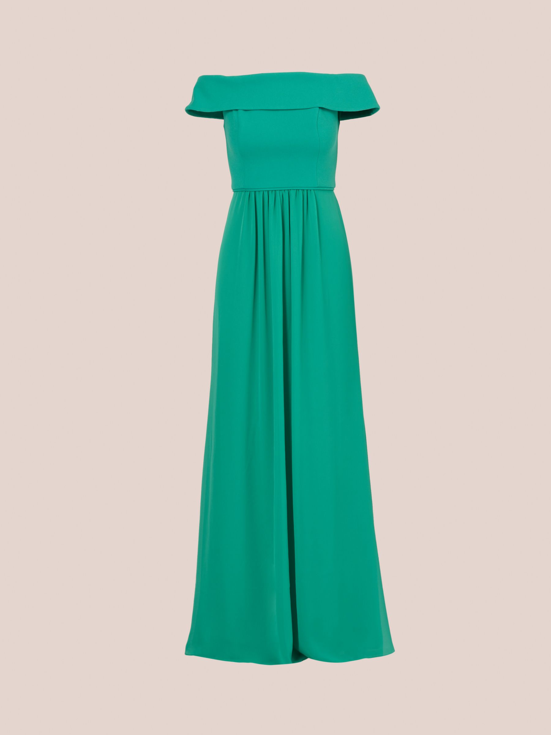 Adrianna Papell Off Shoulder Crepe Chiffon Maxi Dress, Botanic Green, 10