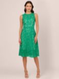 Adrianna Papell Knit Lace Flared Dress, Botanic Green