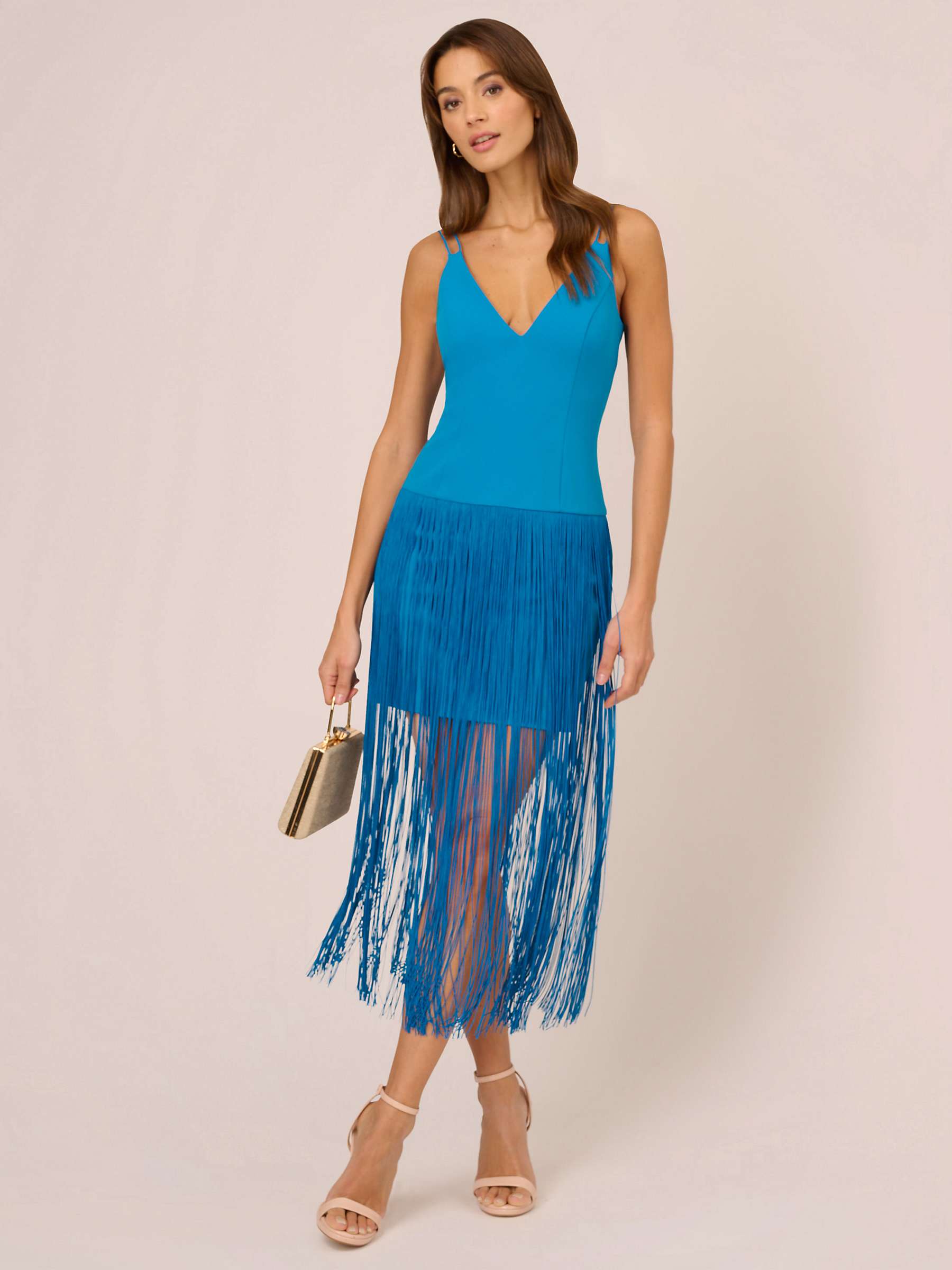Buy Adrianna by Adrianna Papell Knit Crepe Fringe Dress, Deep Cerulean Online at johnlewis.com