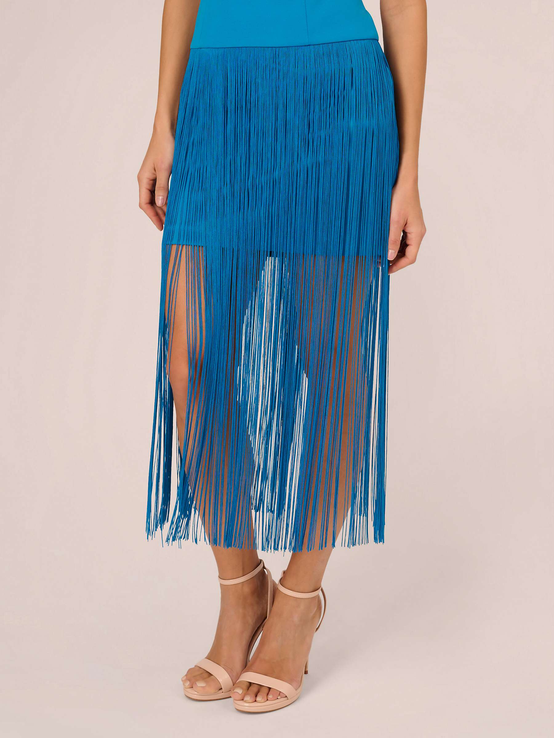 Buy Adrianna by Adrianna Papell Knit Crepe Fringe Dress, Deep Cerulean Online at johnlewis.com