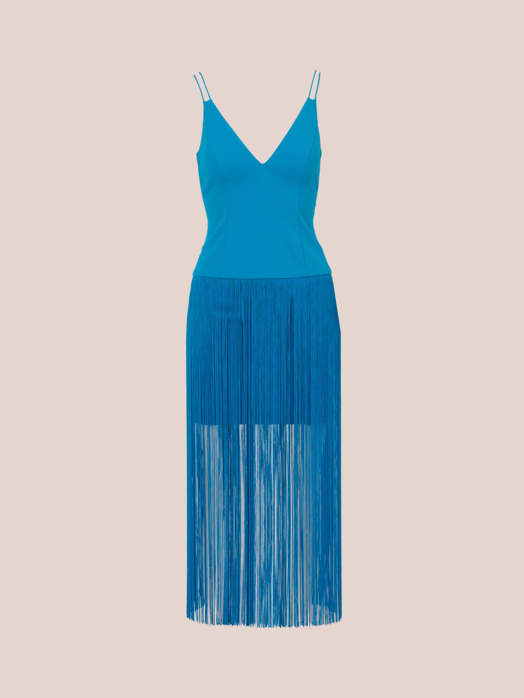 Adrianna by Adrianna Papell Knit Crepe Fringe Dress, Deep Cerulean, 8