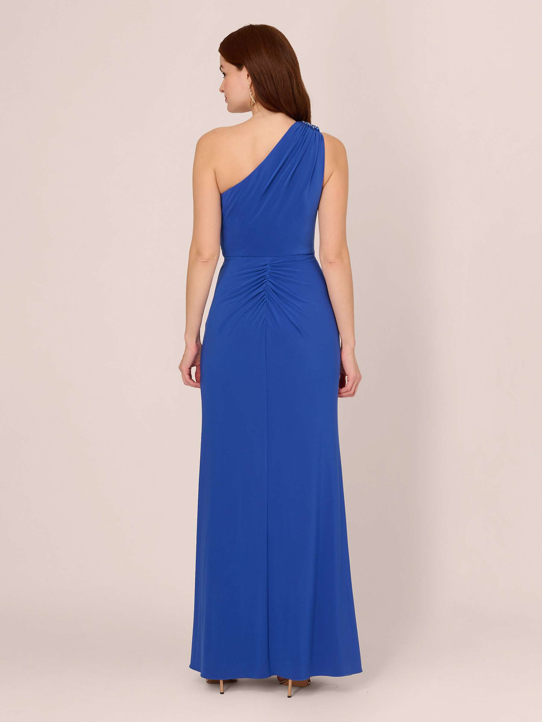 Buy Adrianna Papell One Shoulder Embellished Jersey Maxi Dress, Brilliant Sapphire Online at johnlewis.com
