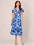 Adrianna Papell Floral Midi Chiffon Dress, Blue/Multi, Blue/Multi