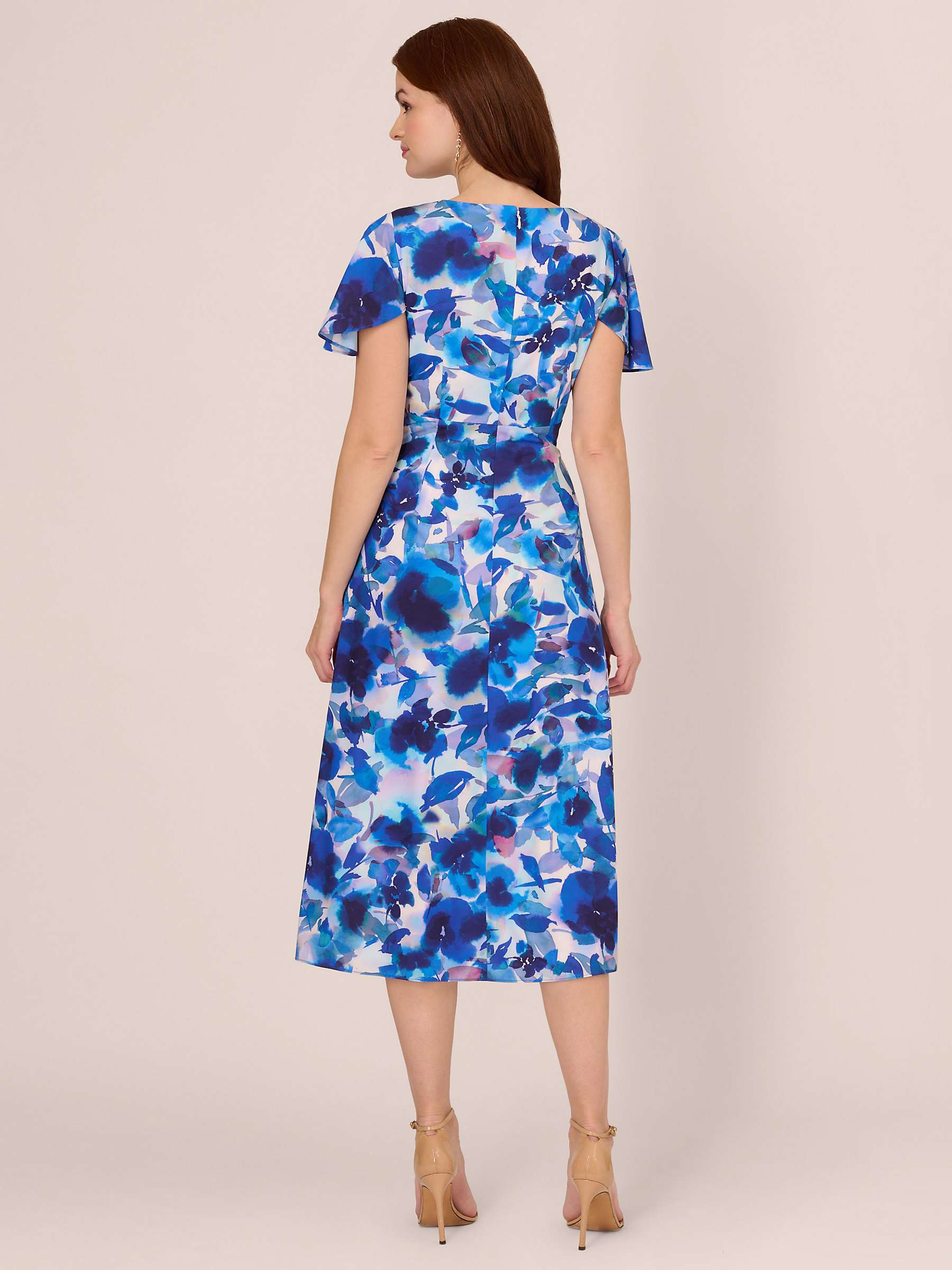 Buy Adrianna Papell Floral Midi Chiffon Dress, Blue/Multi Online at johnlewis.com