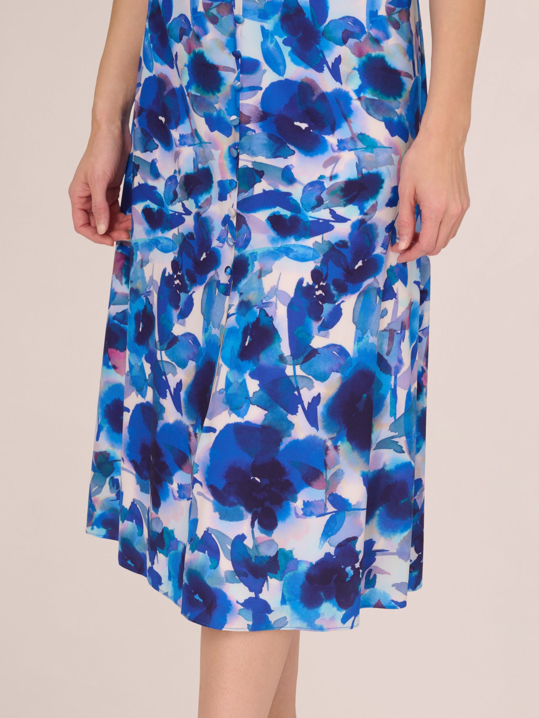 Adrianna Papell Floral Midi Chiffon Dress, Blue/Multi, 10