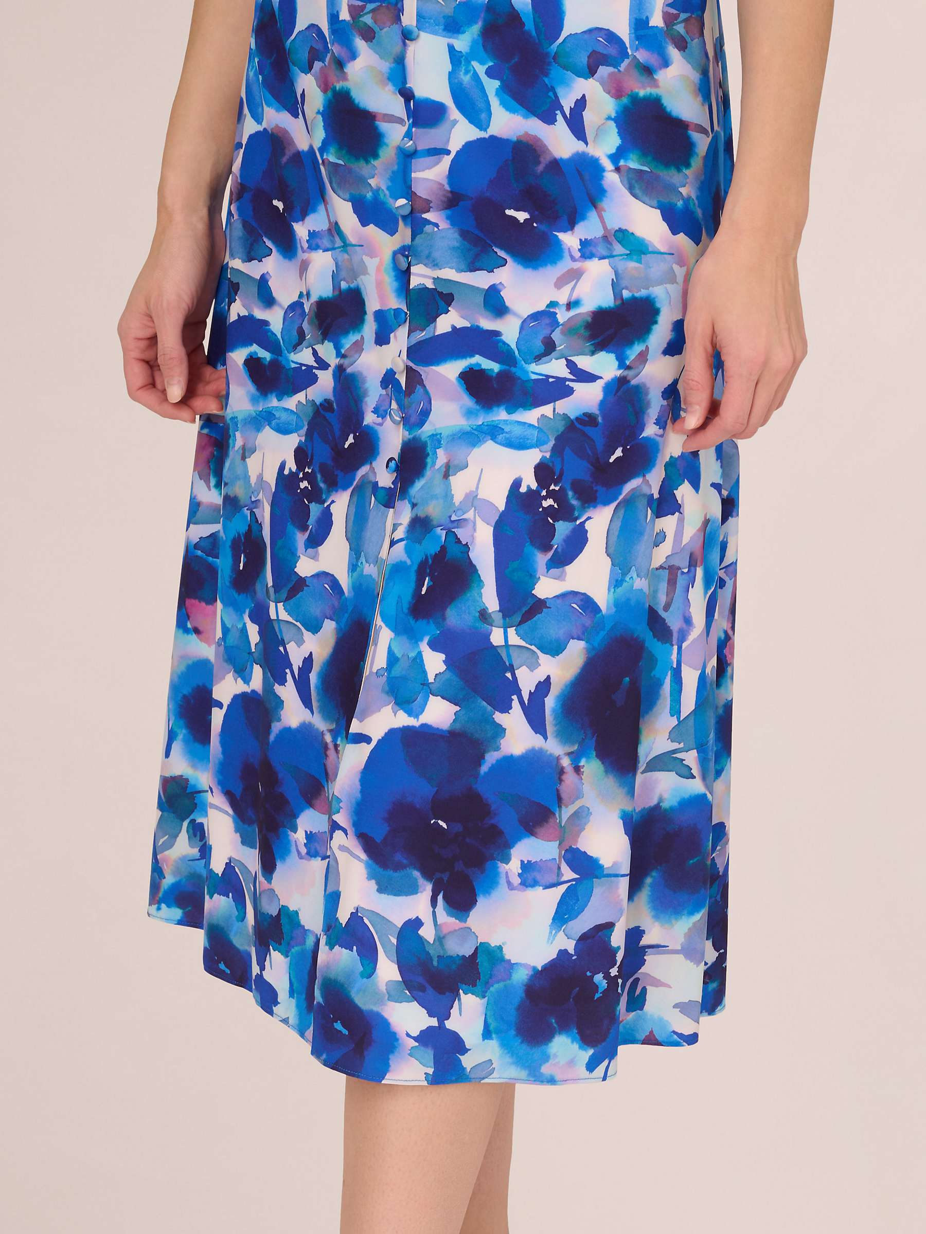 Buy Adrianna Papell Floral Midi Chiffon Dress, Blue/Multi Online at johnlewis.com
