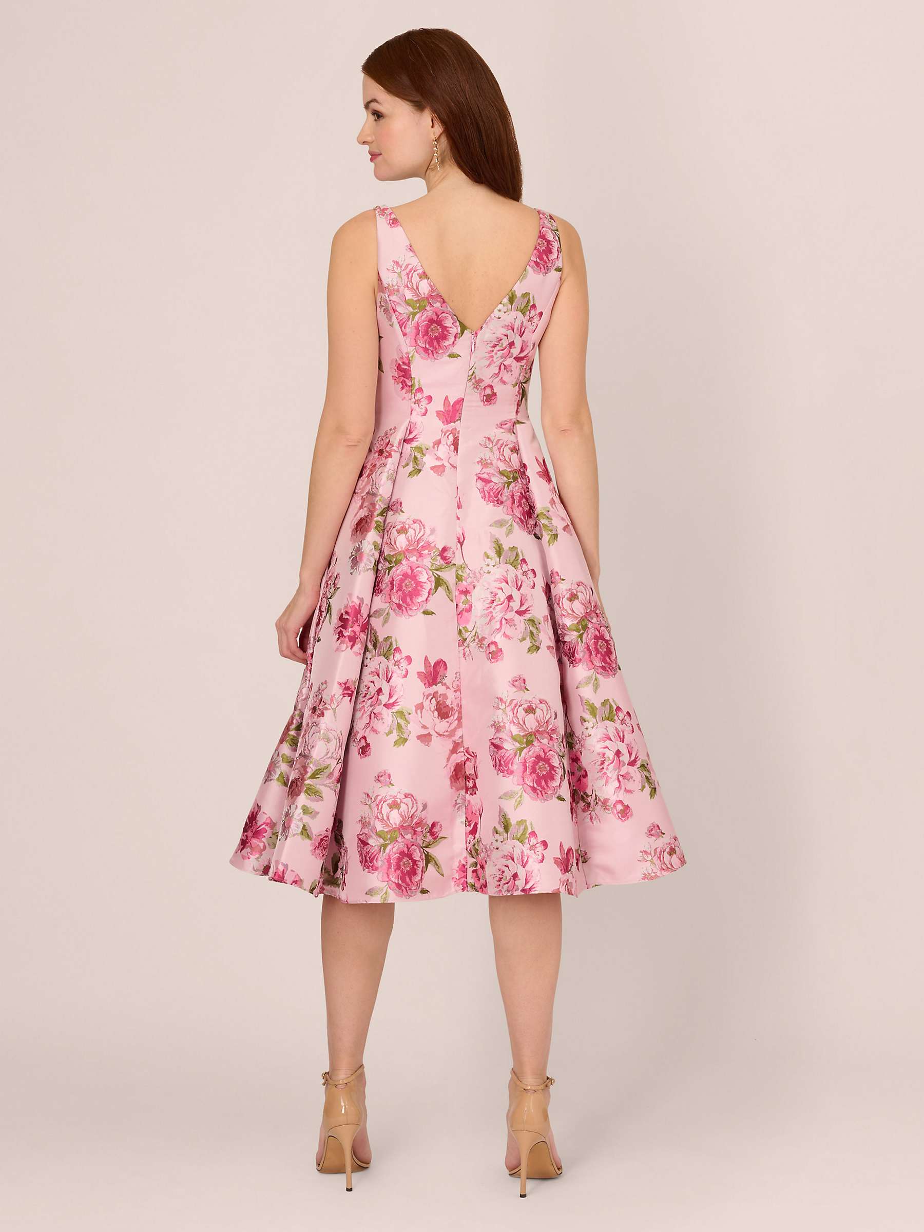Buy Adrianna Papell Floral Jacquard Flared Dress, Blush/Multi Online at johnlewis.com