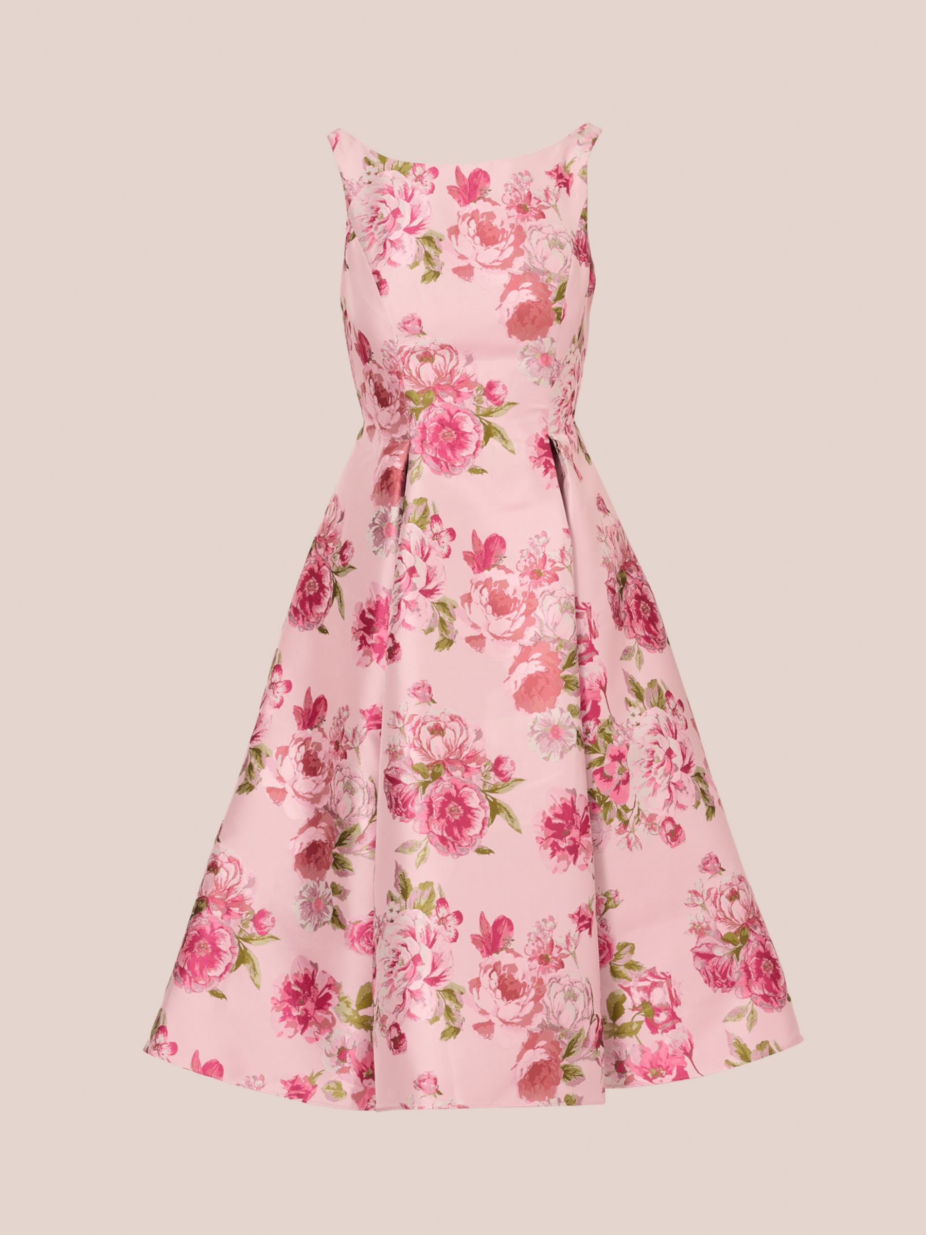 Adrianna Papell Floral Jacquard Flared Dress, Blush/Multi, 6