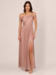 Adrianna Papell Crinkle Metallic Maxi Dress, Petal/Gold