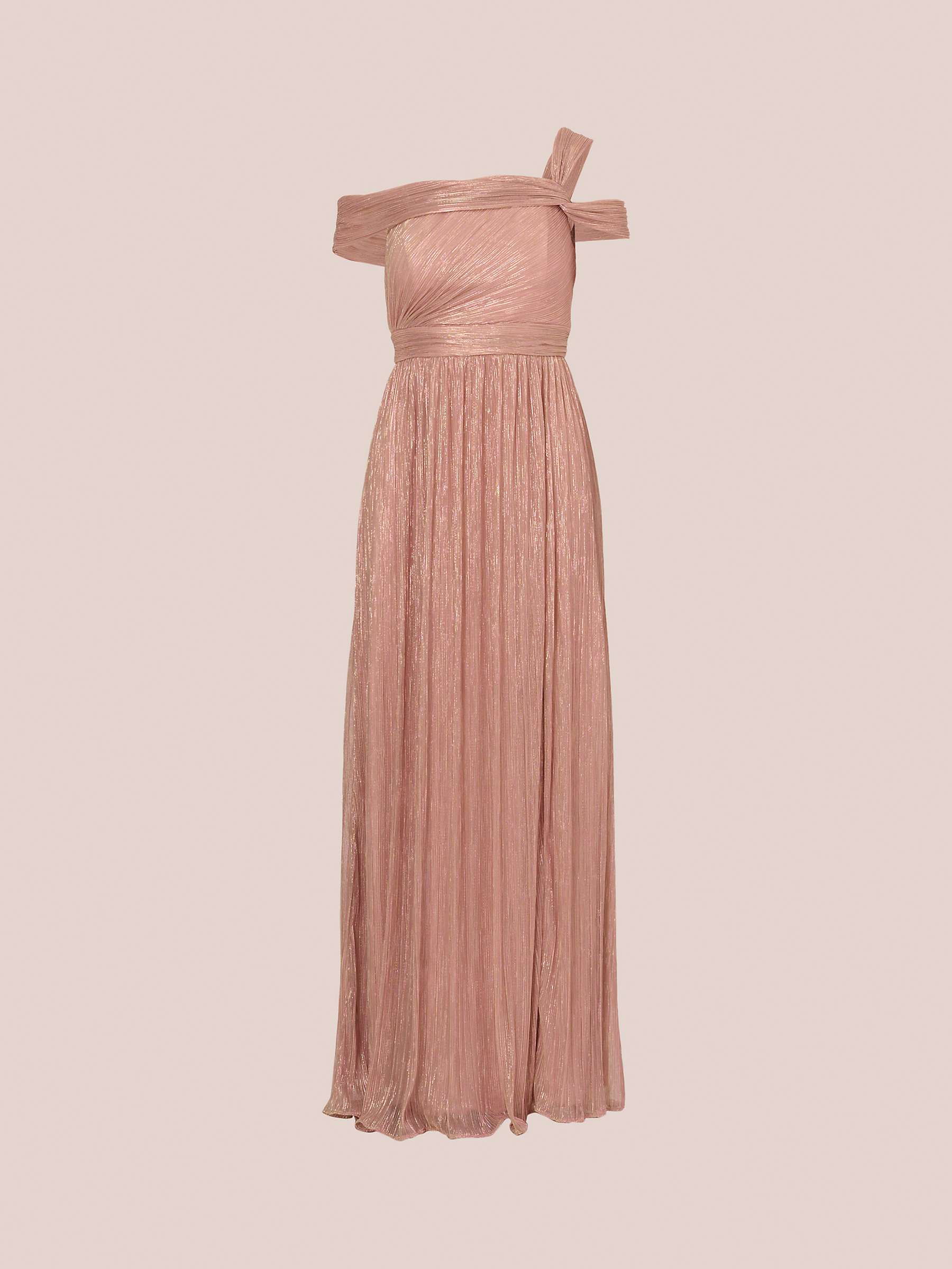 Buy Adrianna Papell Crinkle Metallic Maxi Dress, Petal/Gold Online at johnlewis.com