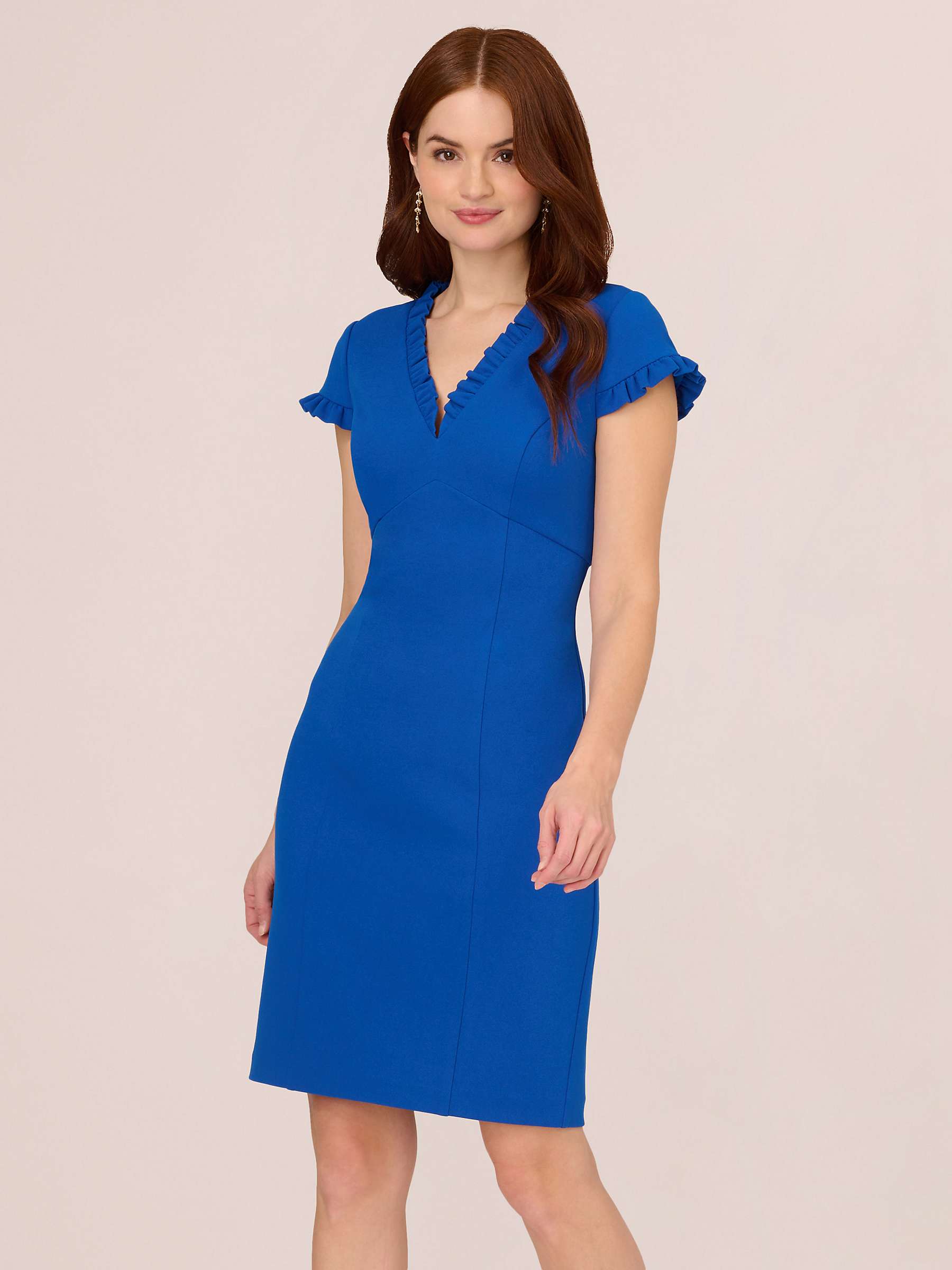 Buy Adrianna Papell Micro Ruffled Sheath Dress, Cobalt Blue Online at johnlewis.com