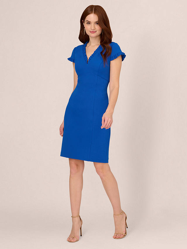 Adrianna Papell Micro Ruffled Sheath Dress, Cobalt Blue