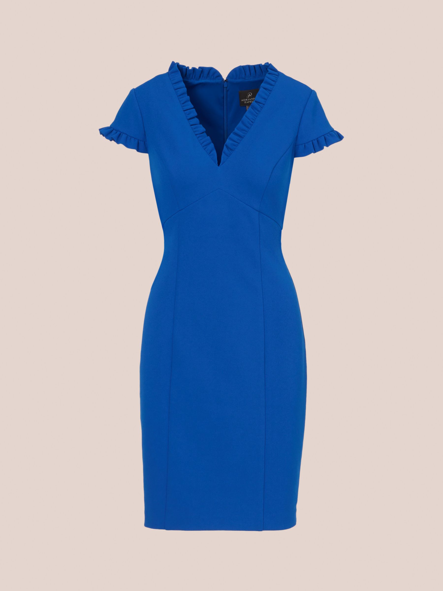 Adrianna Papell Micro Ruffled Sheath Dress Cobalt Blue