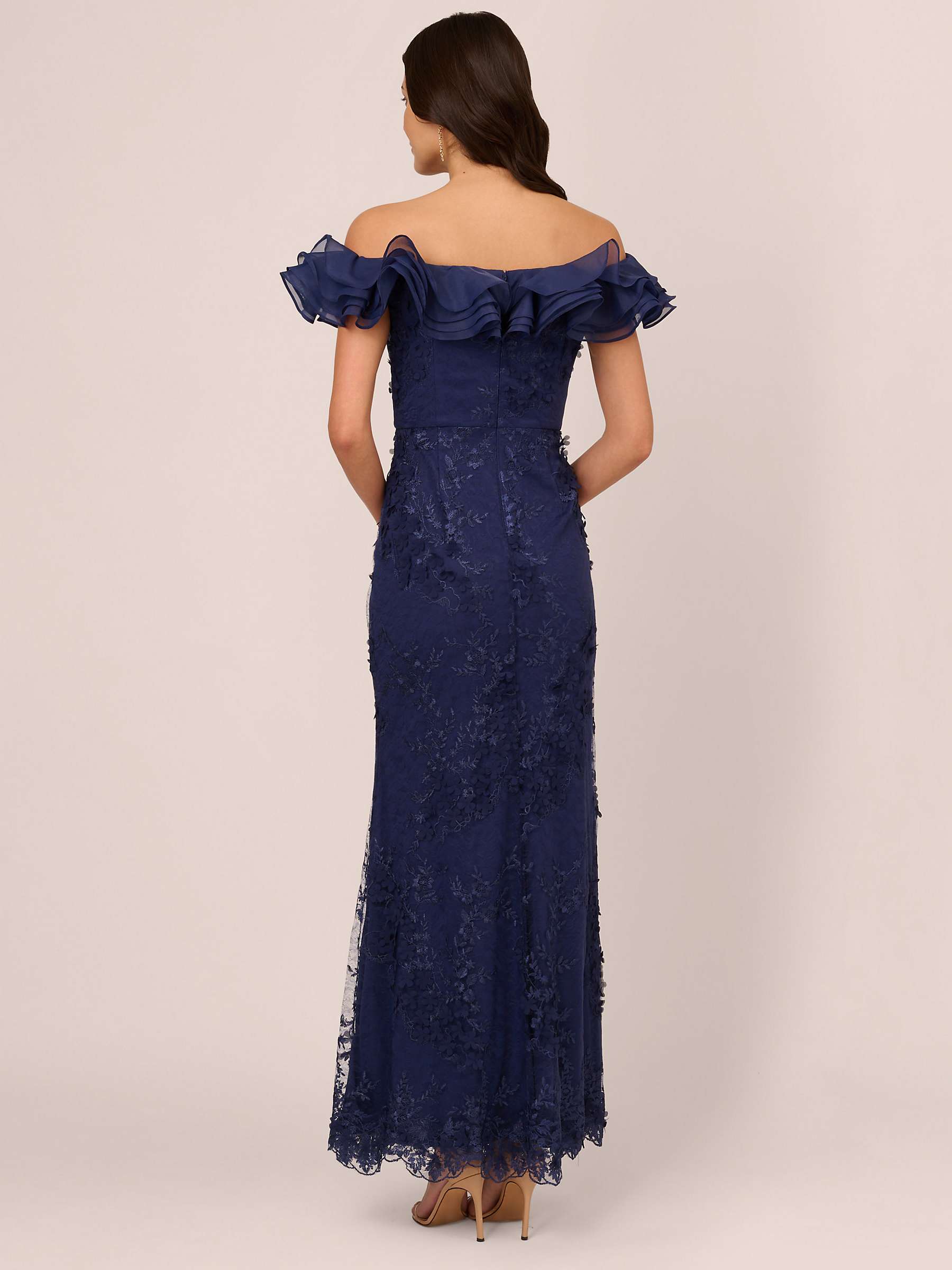 Buy Adrianna Papell Floral Ruffle Maxi Dress, Light Navy Online at johnlewis.com