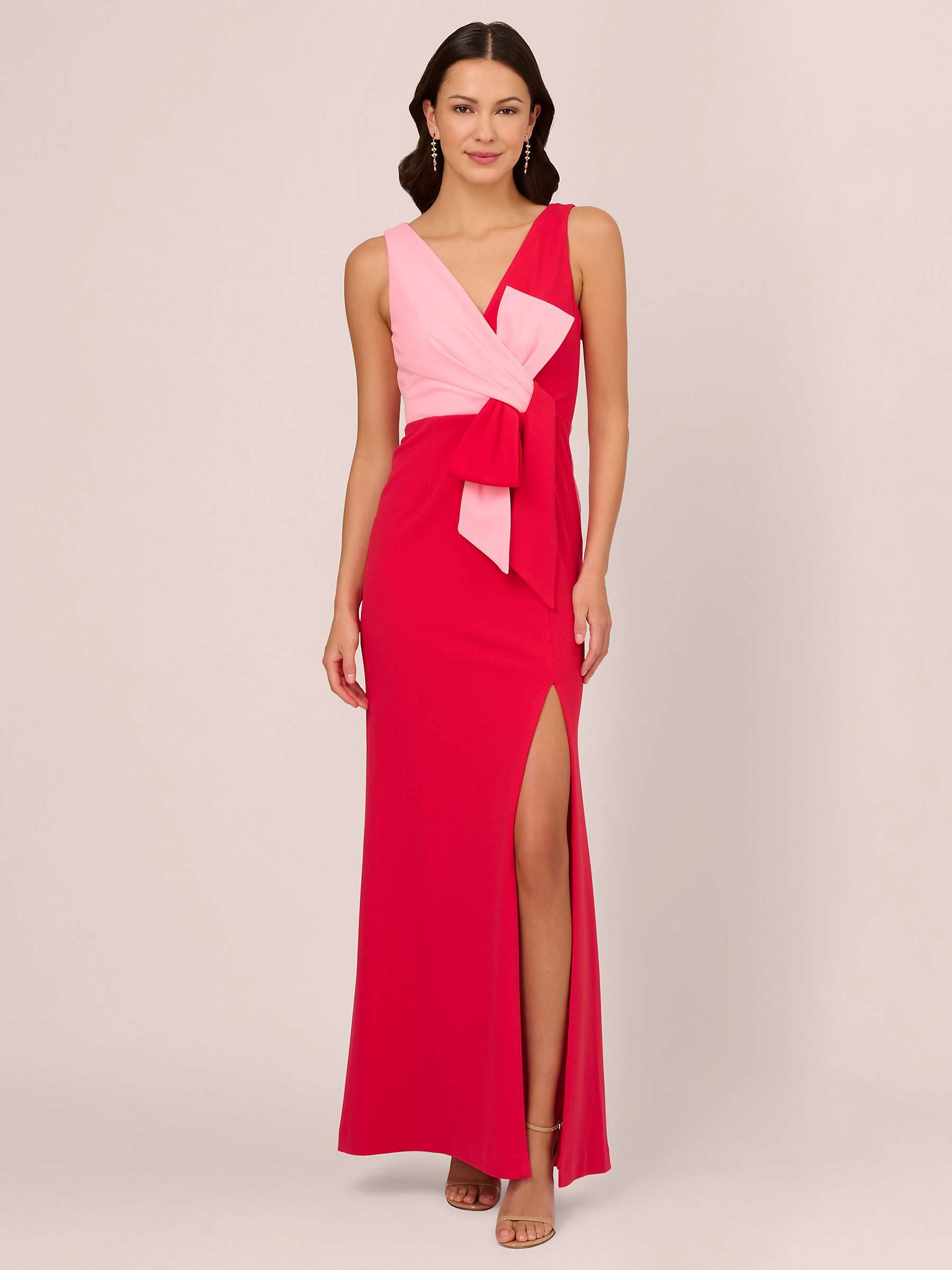 Buy Adrianna Papell Colour Block Maxi Dress, Pink/Red Online at johnlewis.com